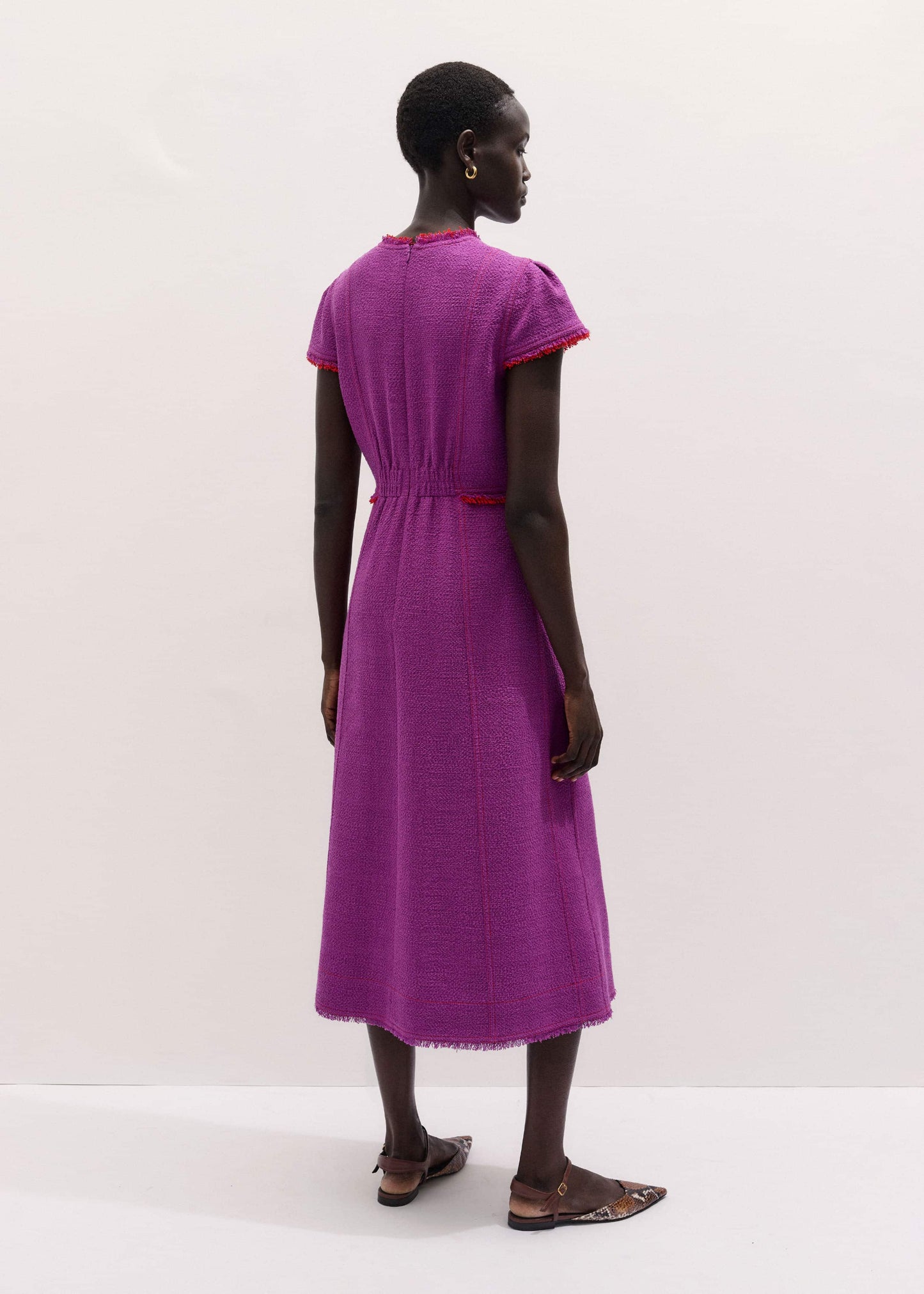 ME and EM Clothing Purple Fringe Detail Fit + Flare Midi Dress