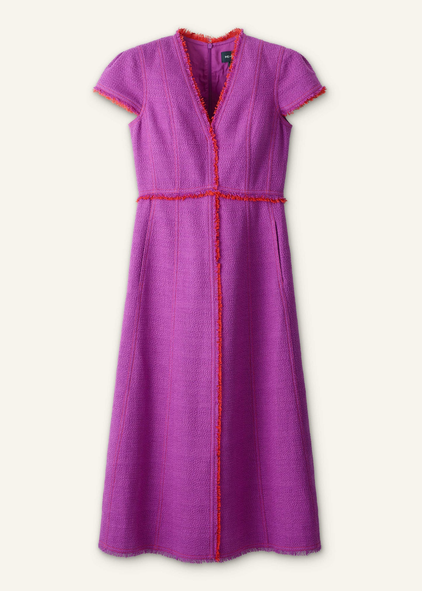 ME and EM Clothing Purple Fringe Detail Fit + Flare Midi Dress