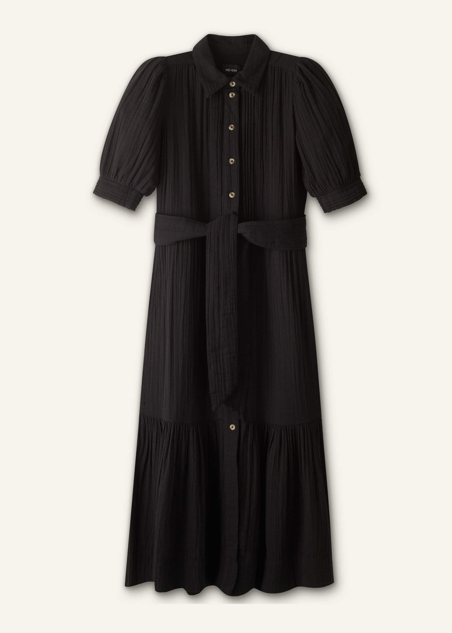 ME and EM Clothing Black Cheesecloth Midi Shirt