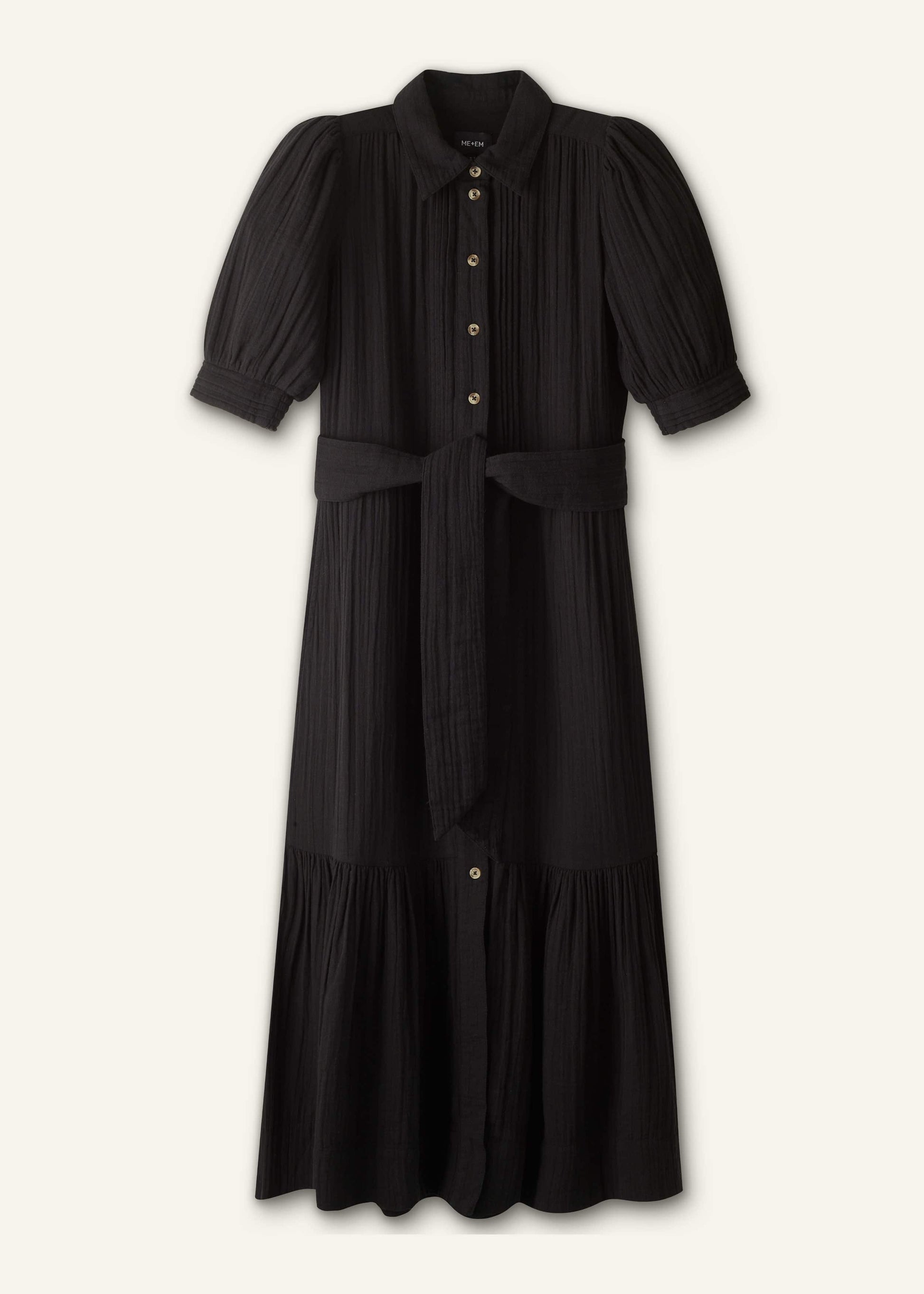 ME and EM Clothing Black Cheesecloth Midi Shirt