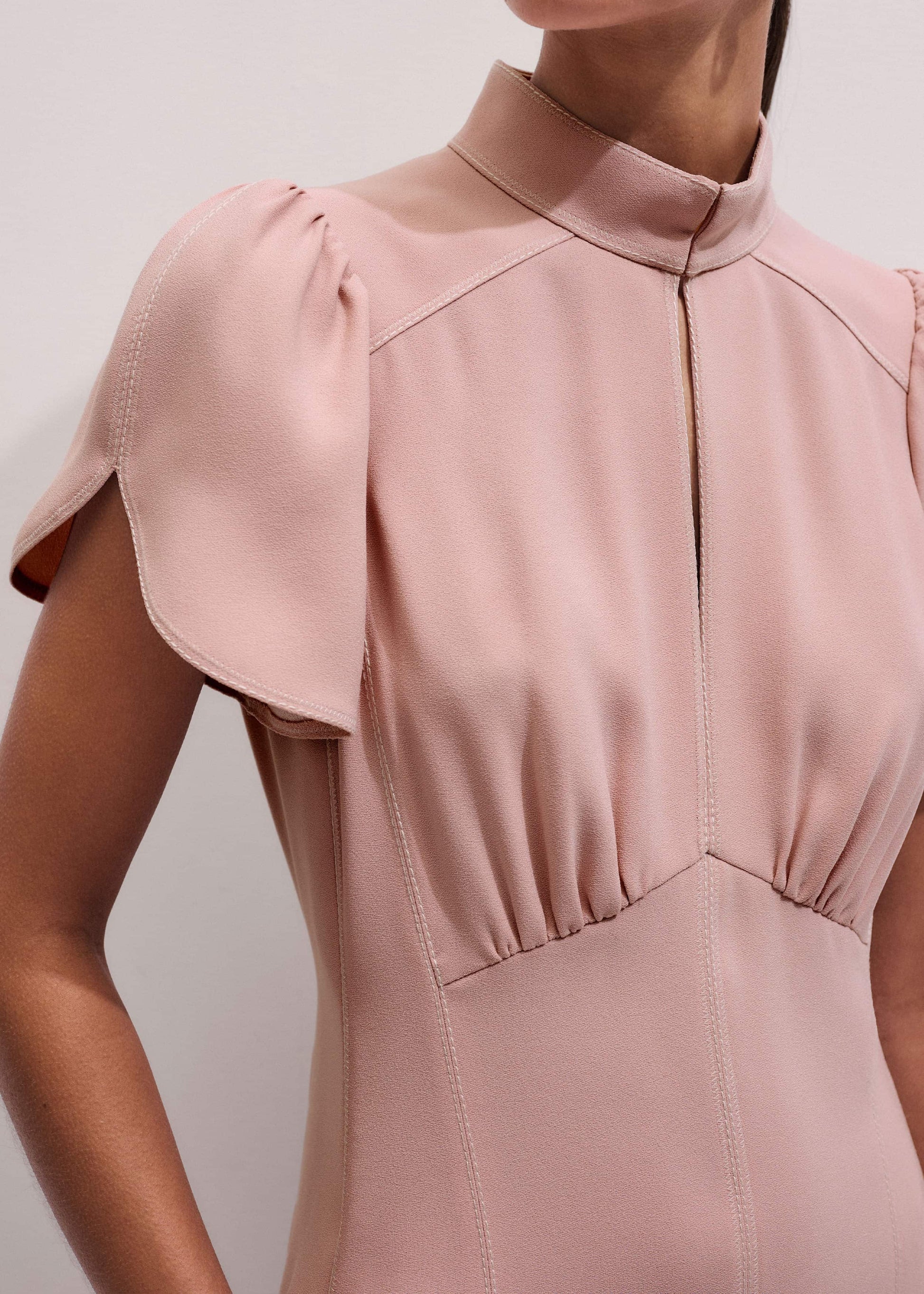 ME and EM Clothing Smoke Pink Contrast Stitch Midi Dress