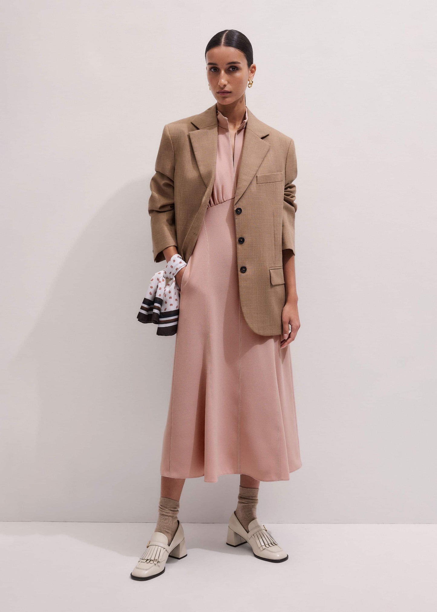 ME and EM Clothing Smoke Pink Contrast Stitch Midi Dress