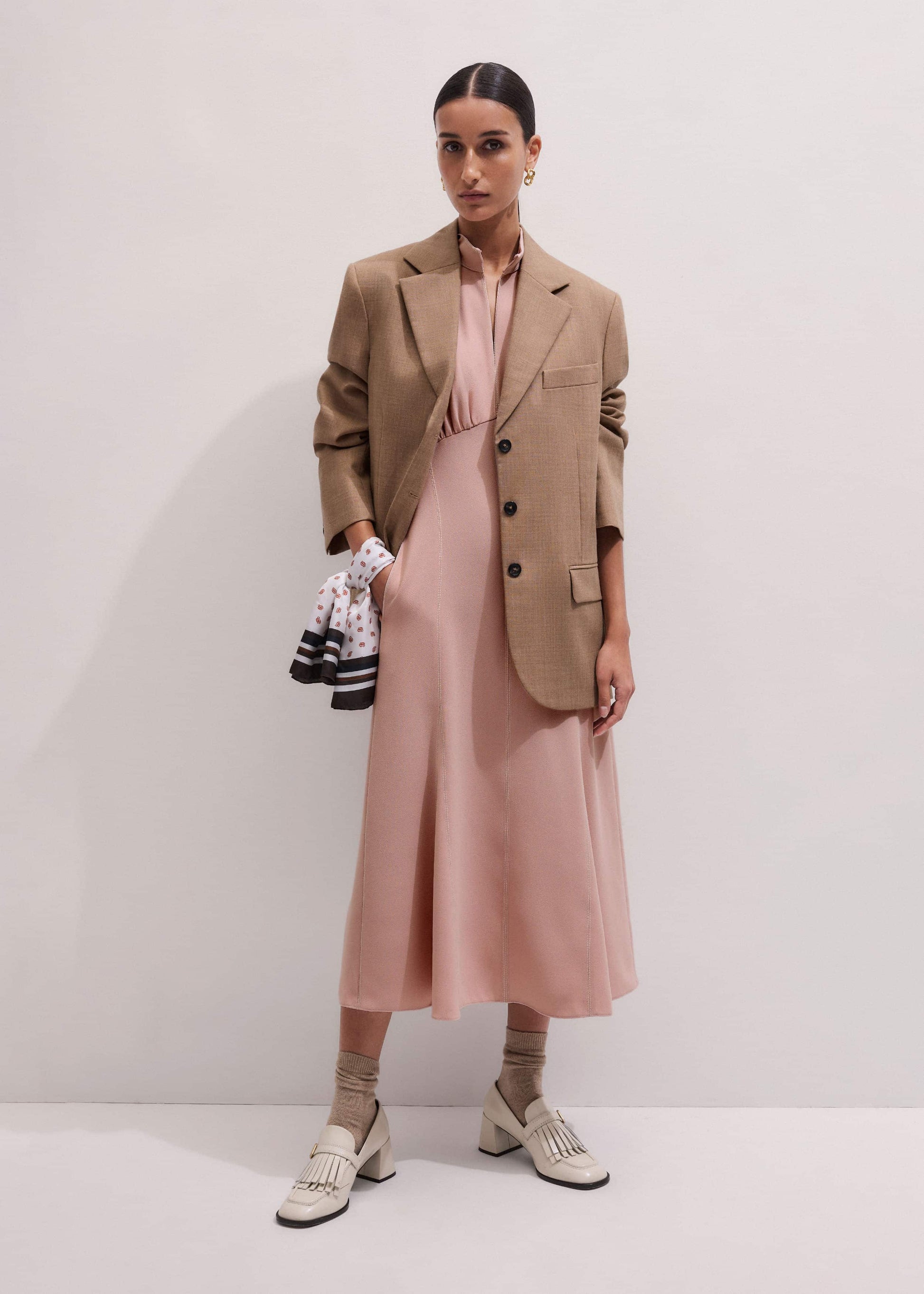 ME and EM Clothing Smoke Pink Contrast Stitch Midi Dress