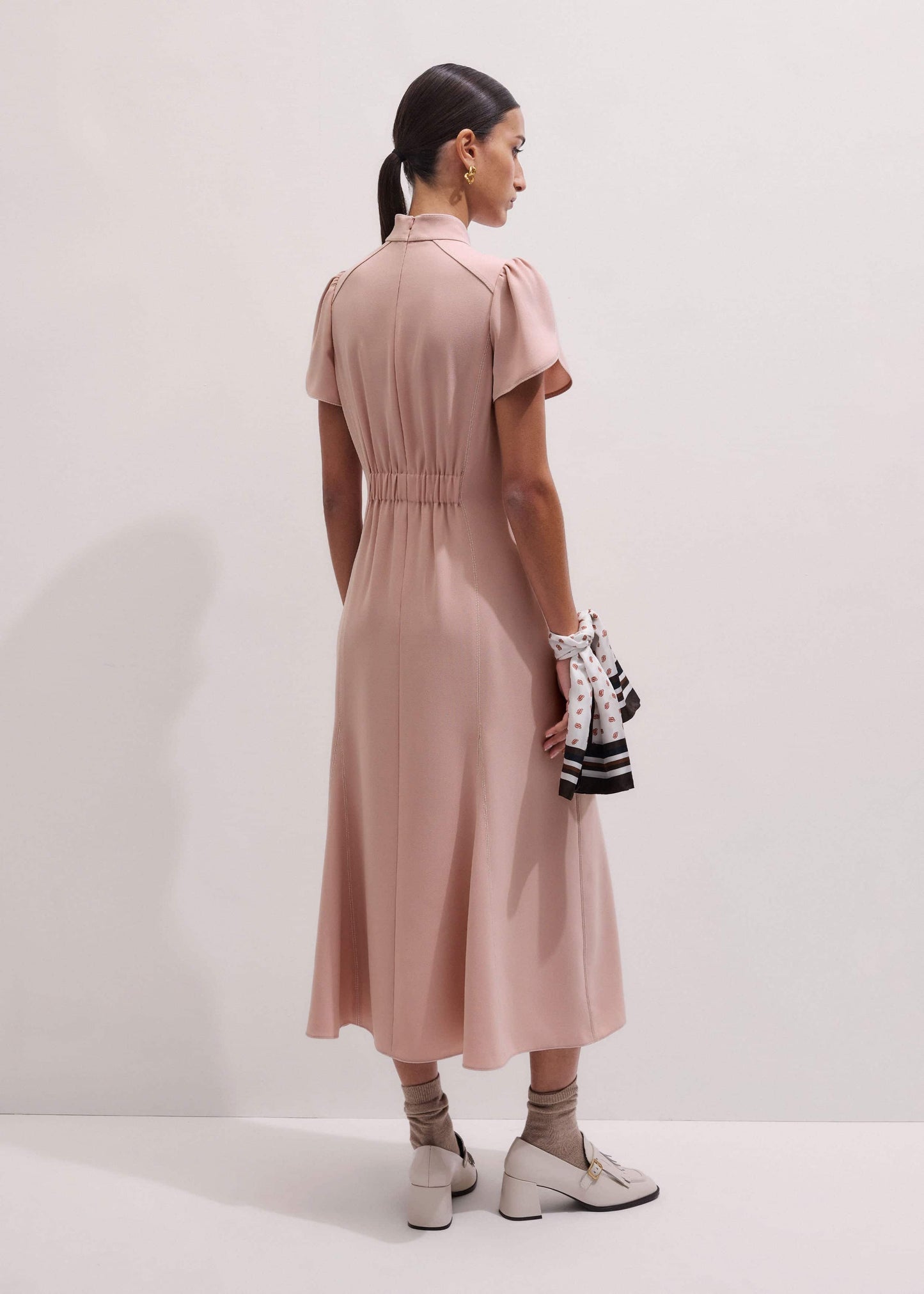 ME and EM Clothing Smoke Pink Contrast Stitch Midi Dress