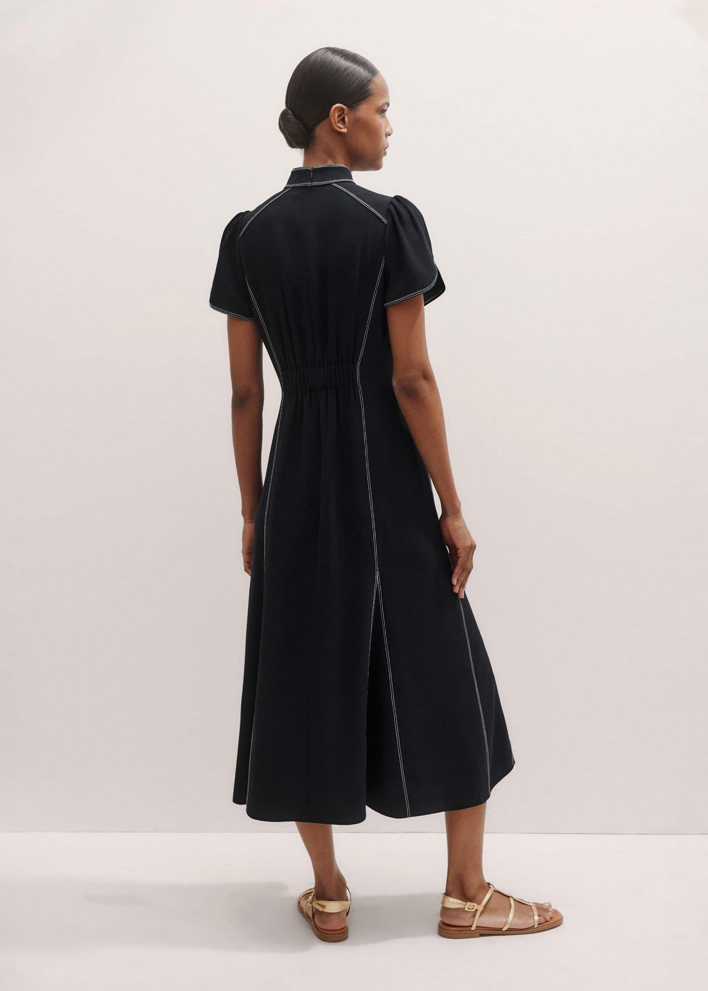 ME and EM Clothing Black Contrast Stitch Midi Dress