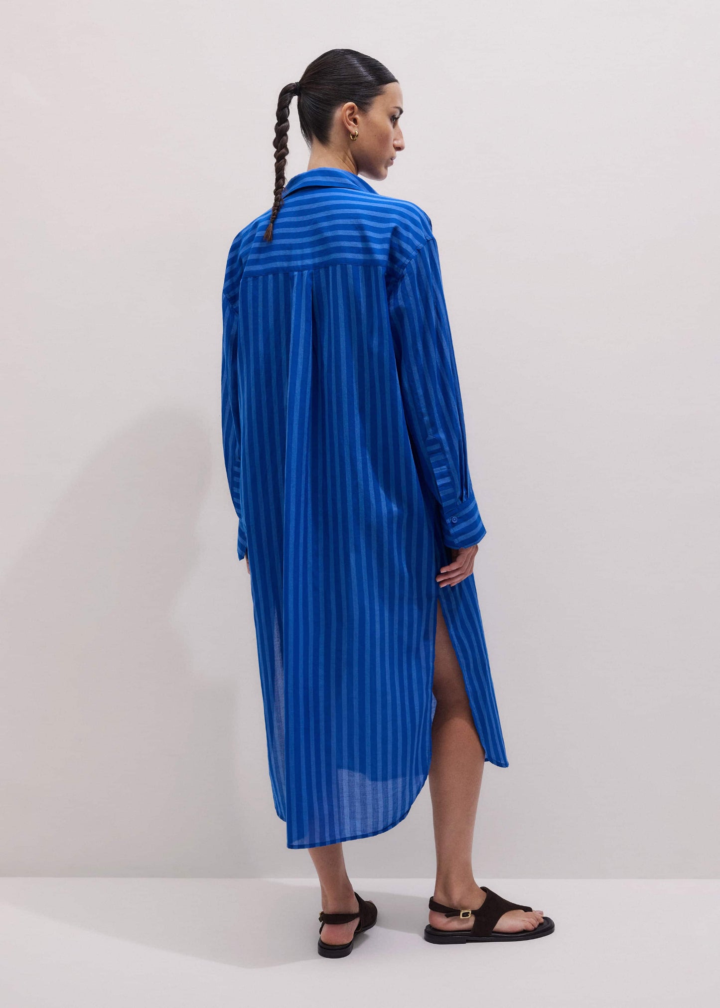 ME and EM Clothing Blue Beach Midi Shirt Dress