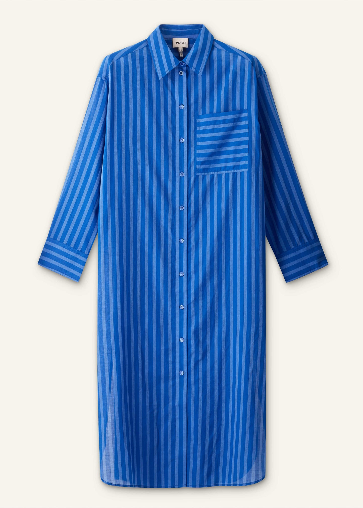 ME and EM Clothing Blue Beach Midi Shirt Dress