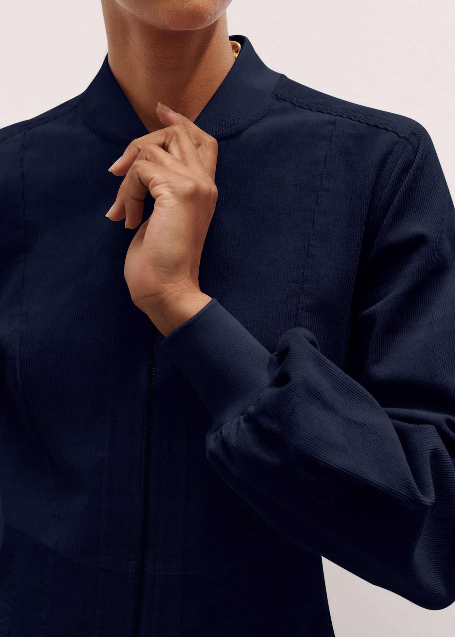 ME and EM Clothing Navy Cotton Cord Pleated Midi Dress