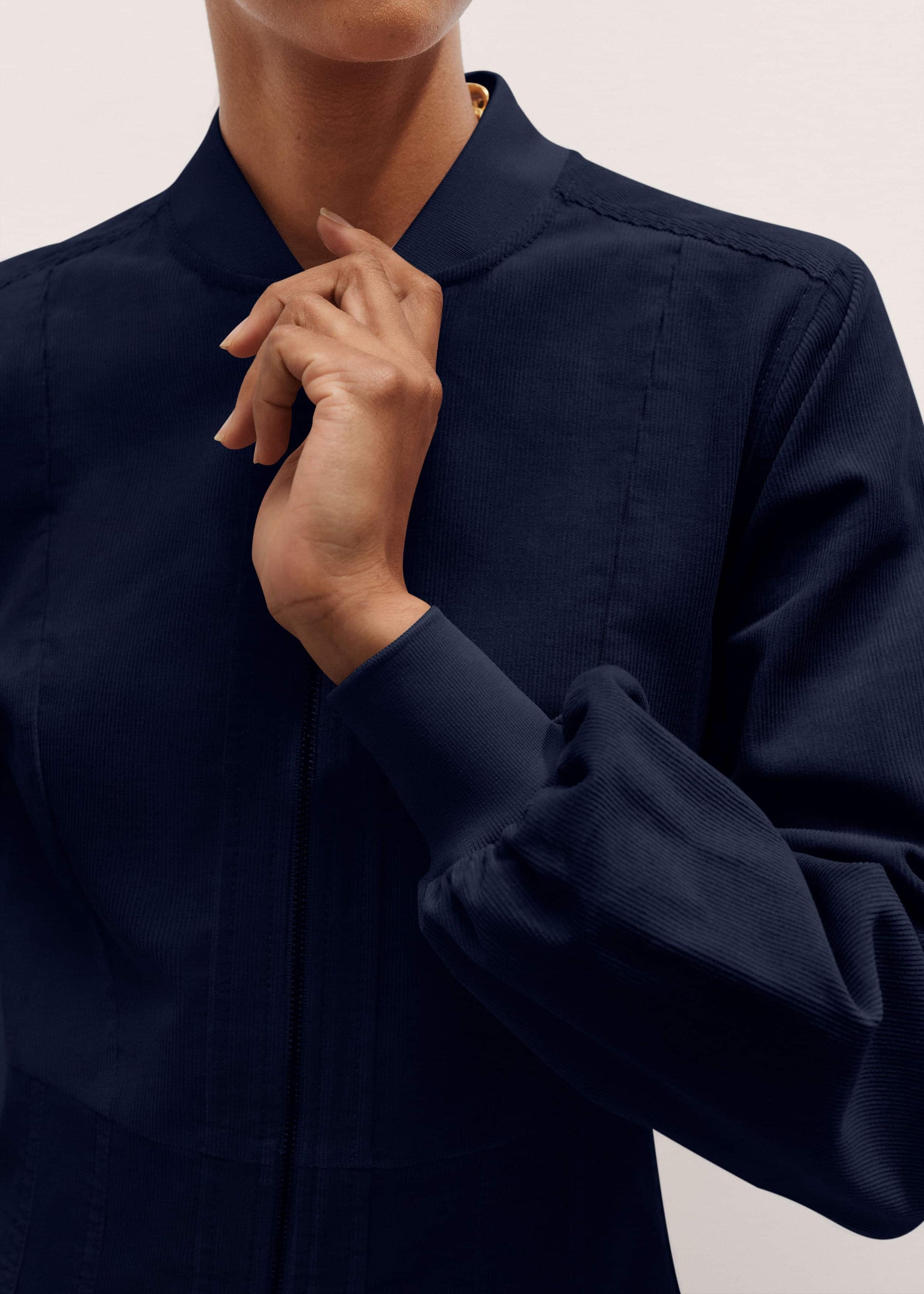 ME and EM Clothing Navy Cotton Cord Pleated Midi Dress
