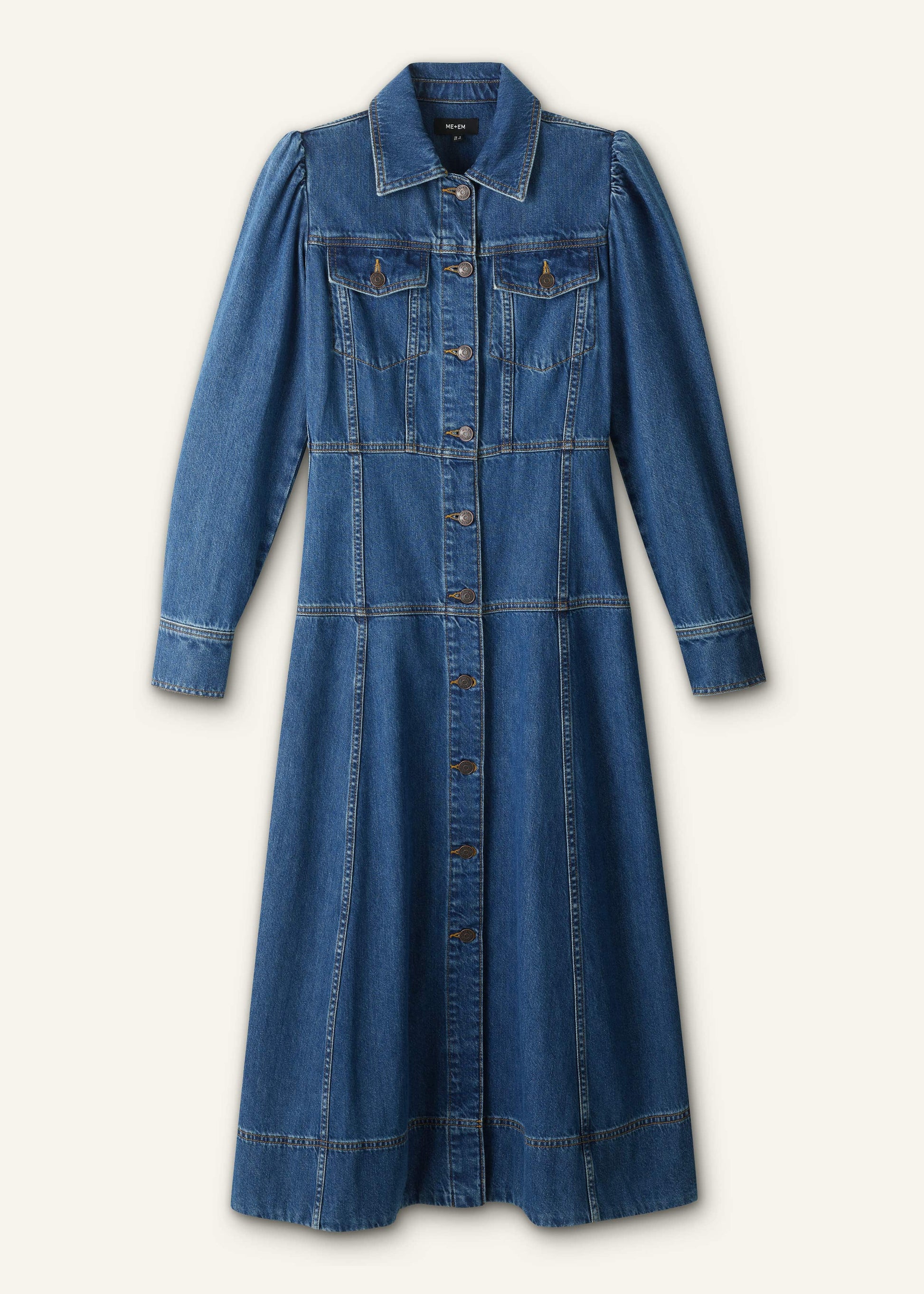 ME and EM Clothing Blue Panelled Fit + Flare Midi Dress