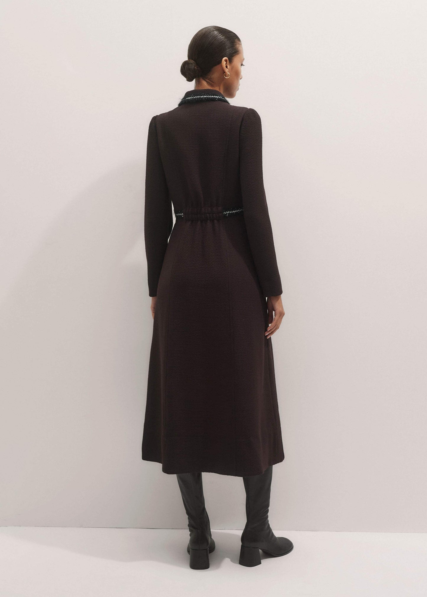 ME and EM Clothing Brown Tweed Midi Dress