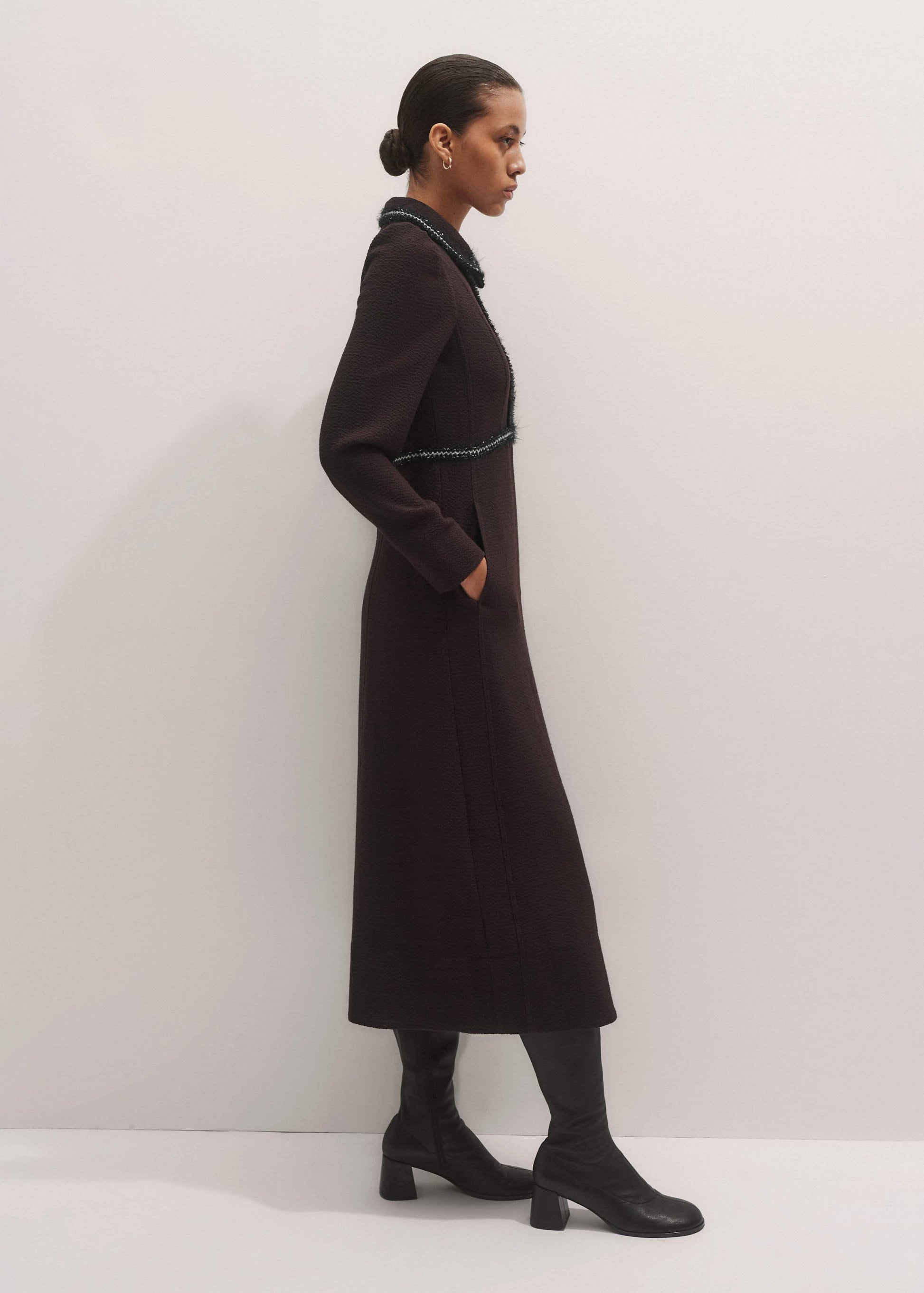 ME and EM Clothing Brown Tweed Midi Dress