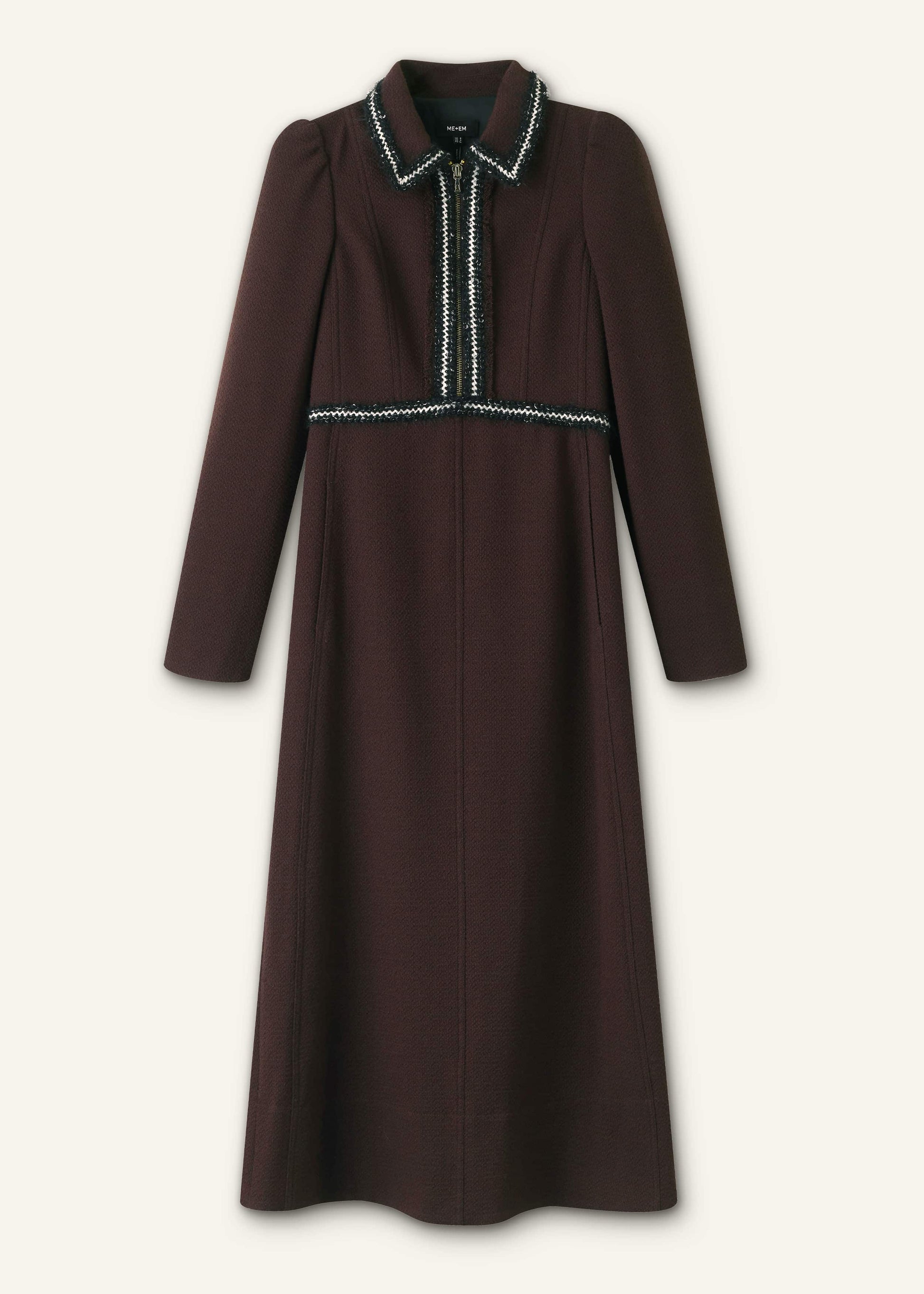 ME and EM Clothing Brown Tweed Midi Dress