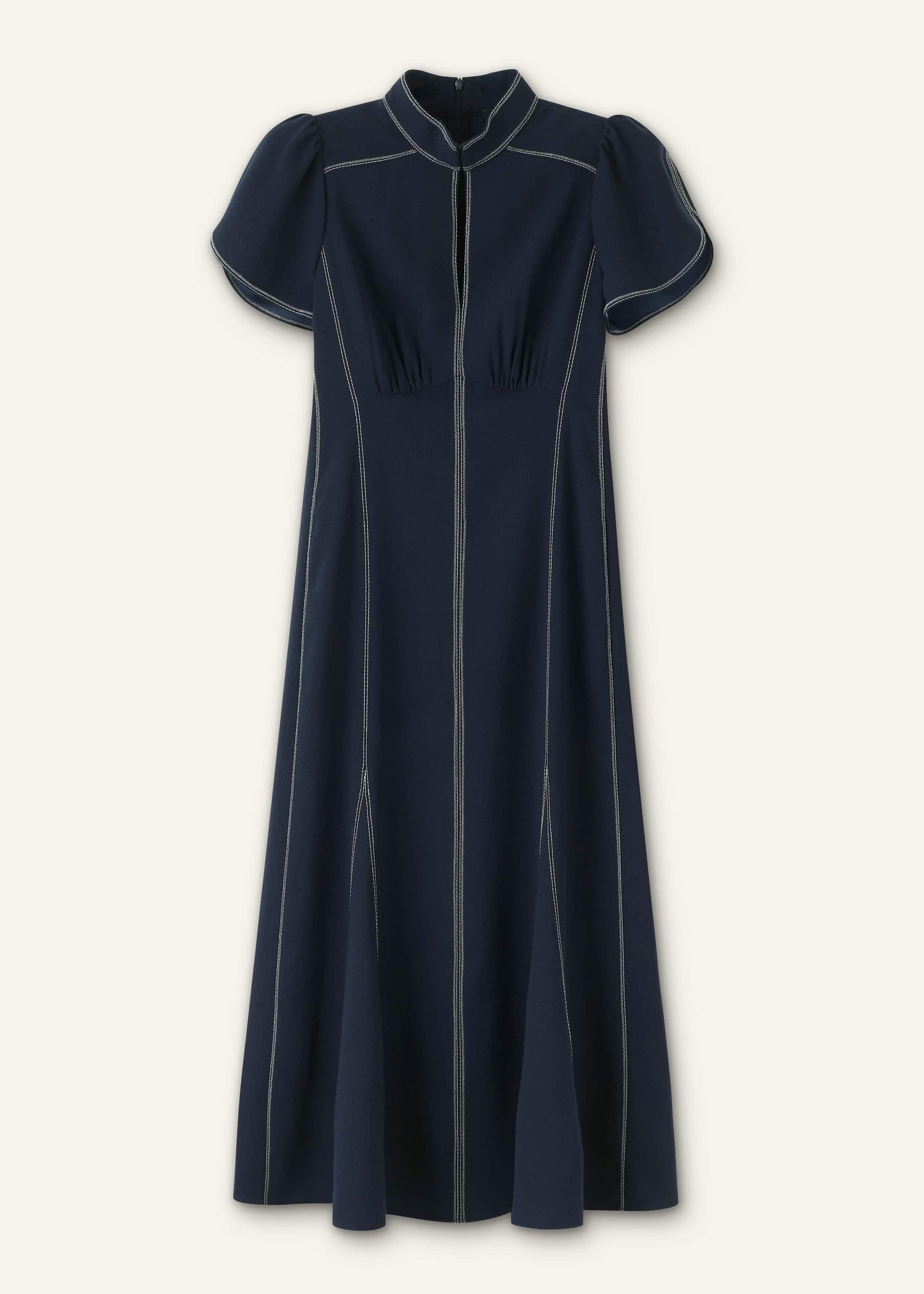 ME and EM Clothing Navy Contrast Stitch Midi Dress