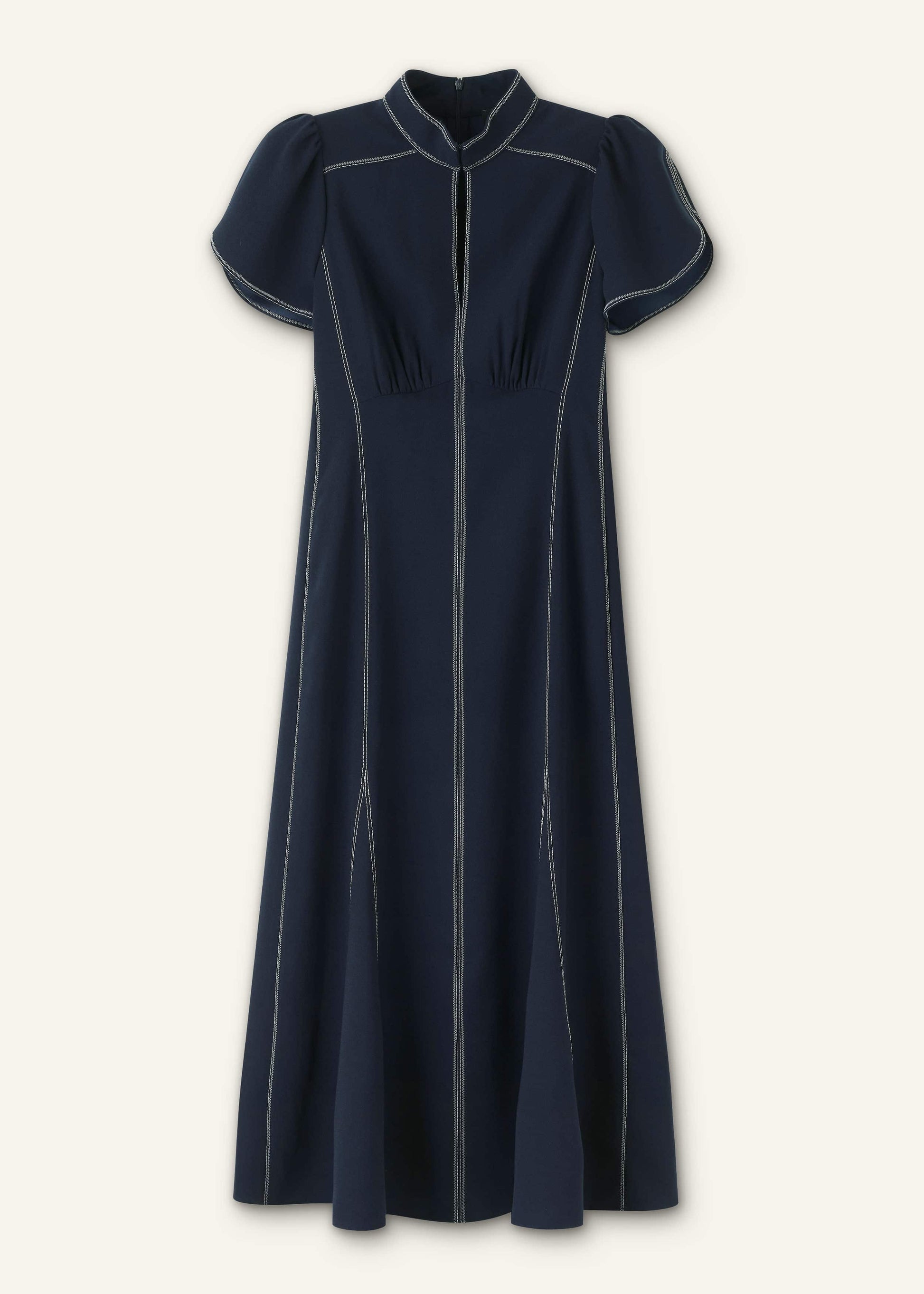 ME and EM Clothing Navy Contrast Stitch Midi Dress