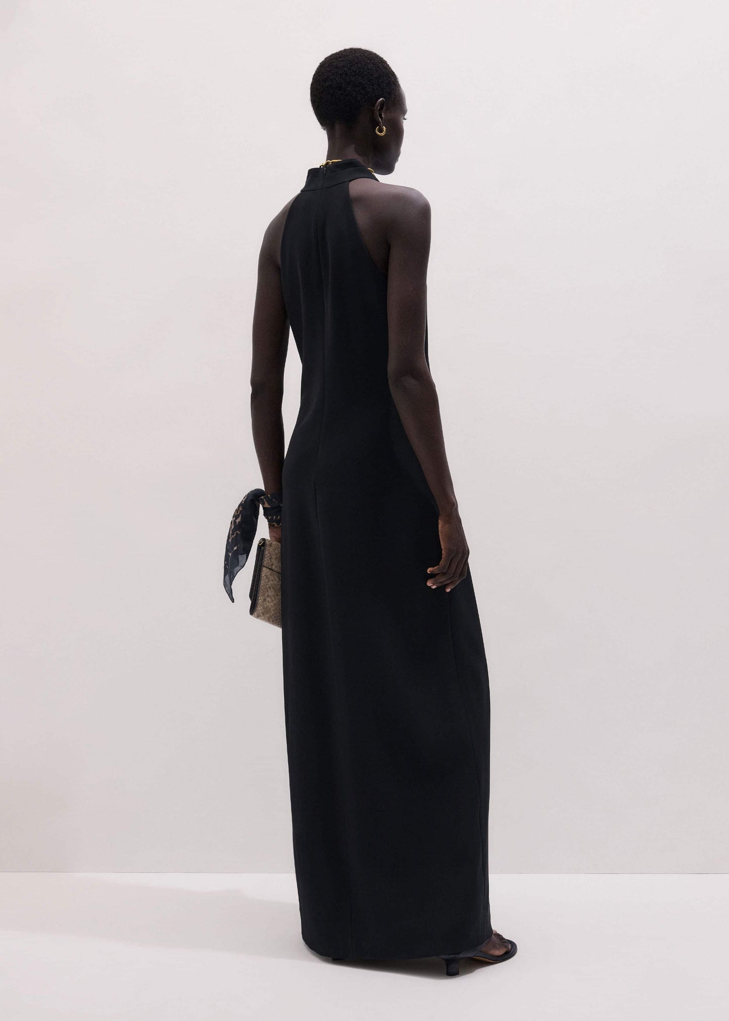 ME and EM Clothing Black Draped Full Length Dress