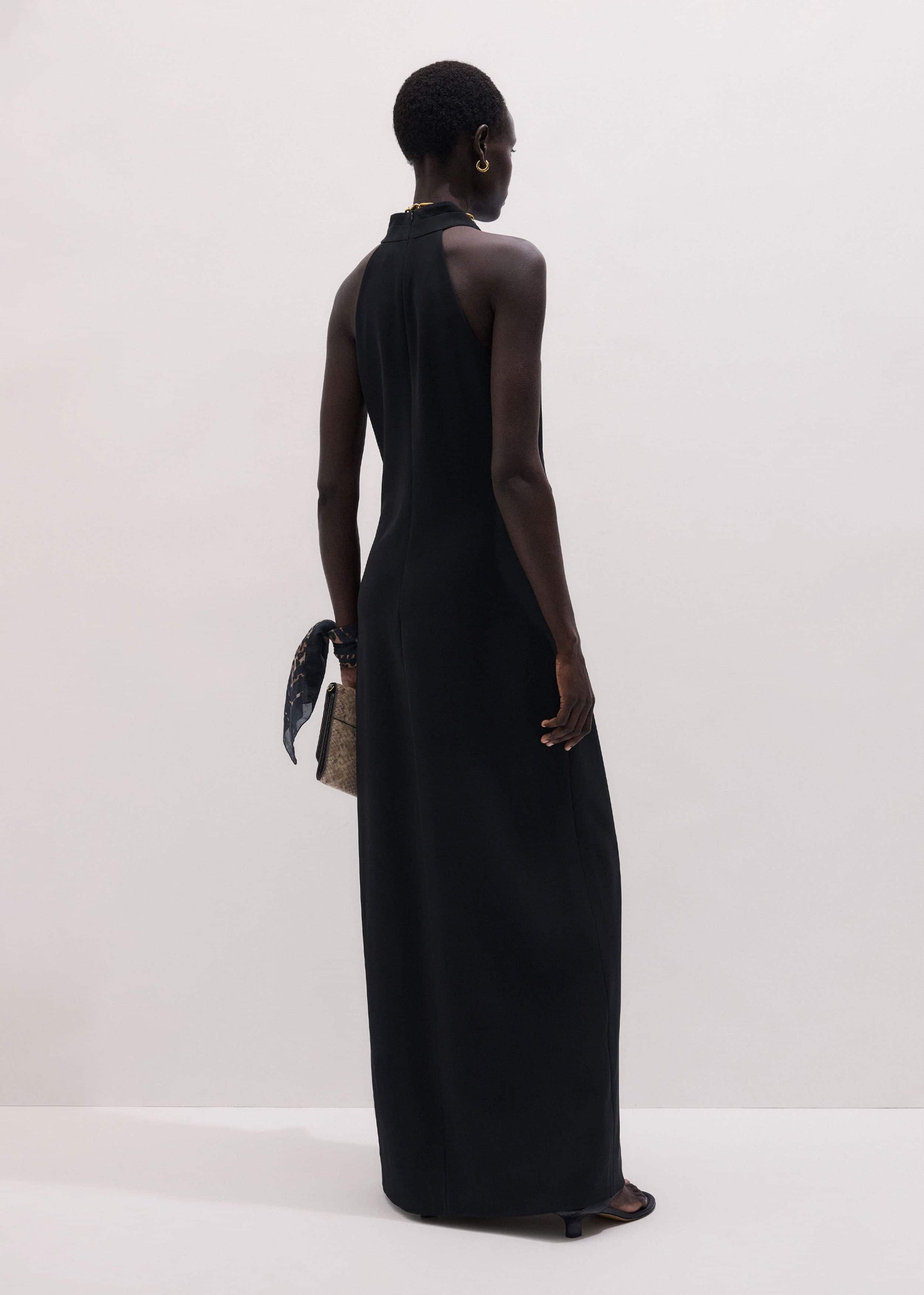 ME and EM Clothing Black Draped Full Length Dress
