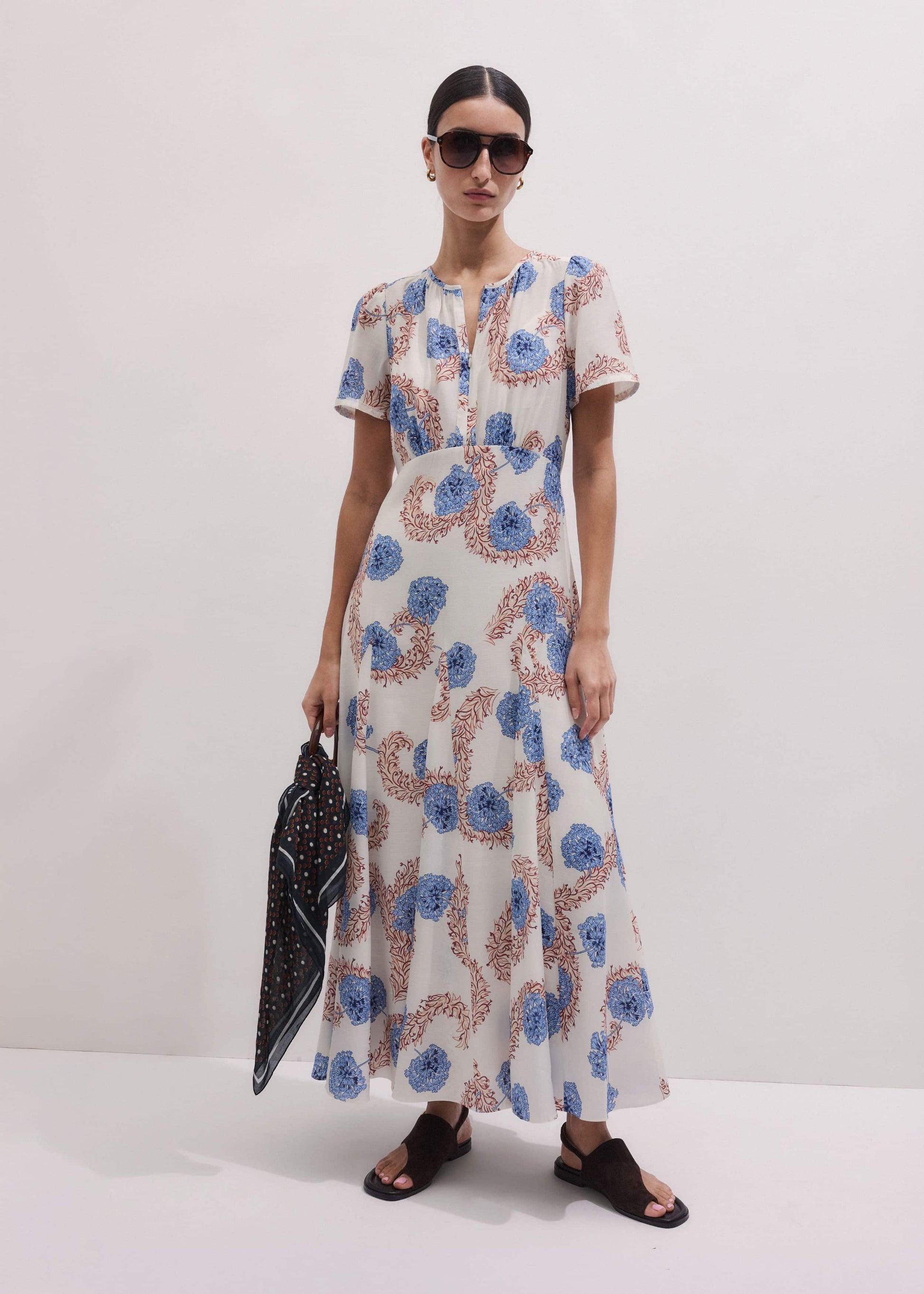 ME and EM Clothing Cream Fit + Flare Maxi Dress