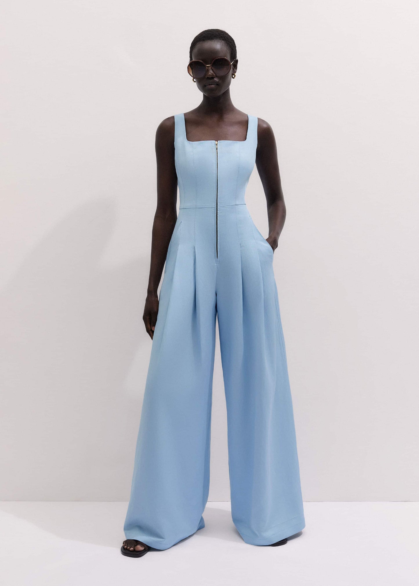 ME and EM Clothing Blue Wide-Leg Jumpsuit