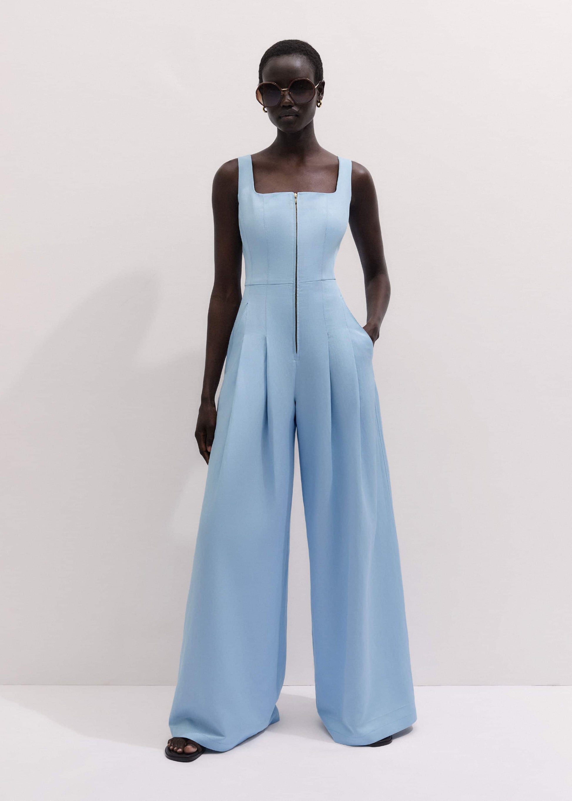 ME and EM Clothing Blue Wide-Leg Jumpsuit
