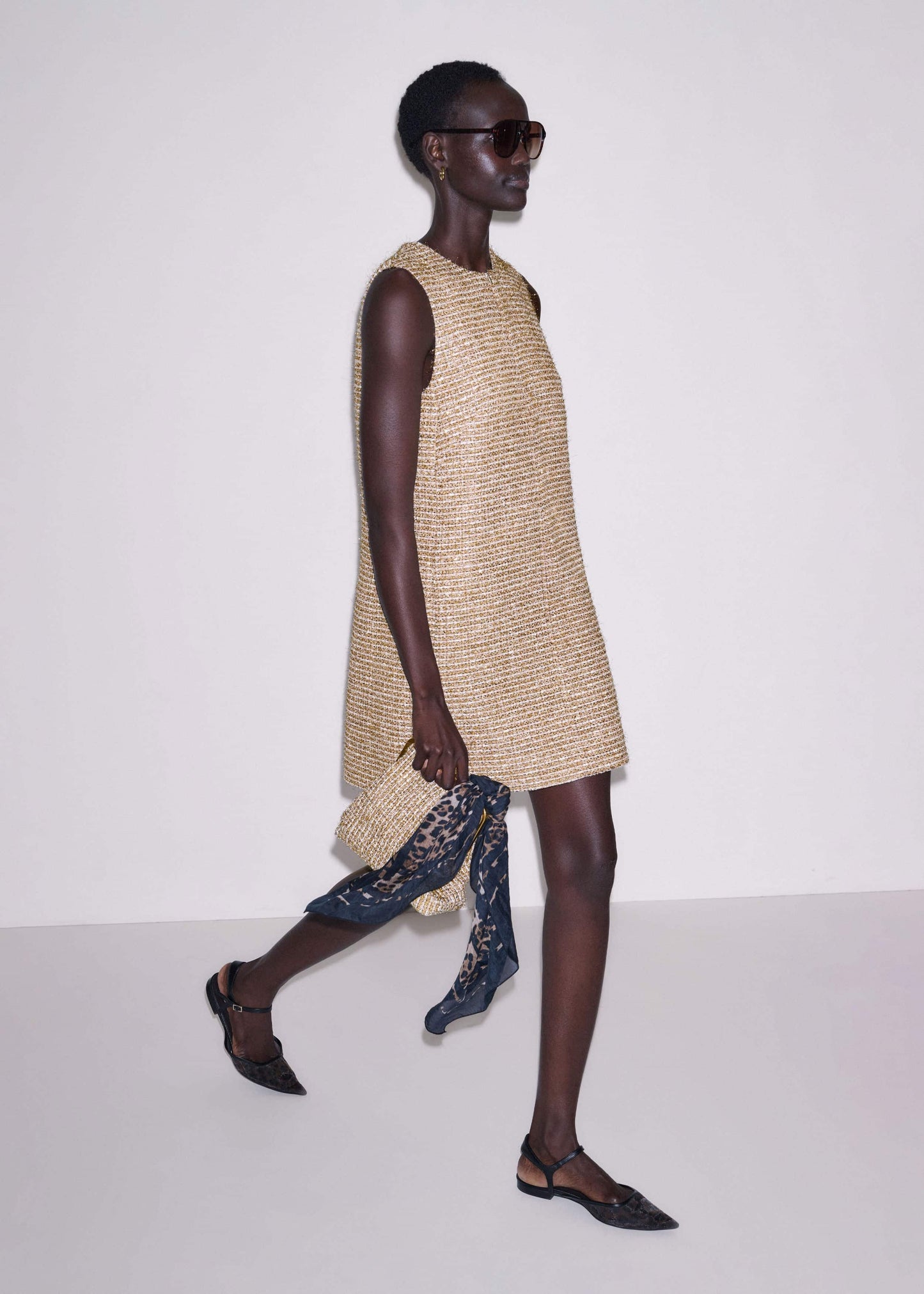 ME and EM Clothing Gold Metallic Mini Dress