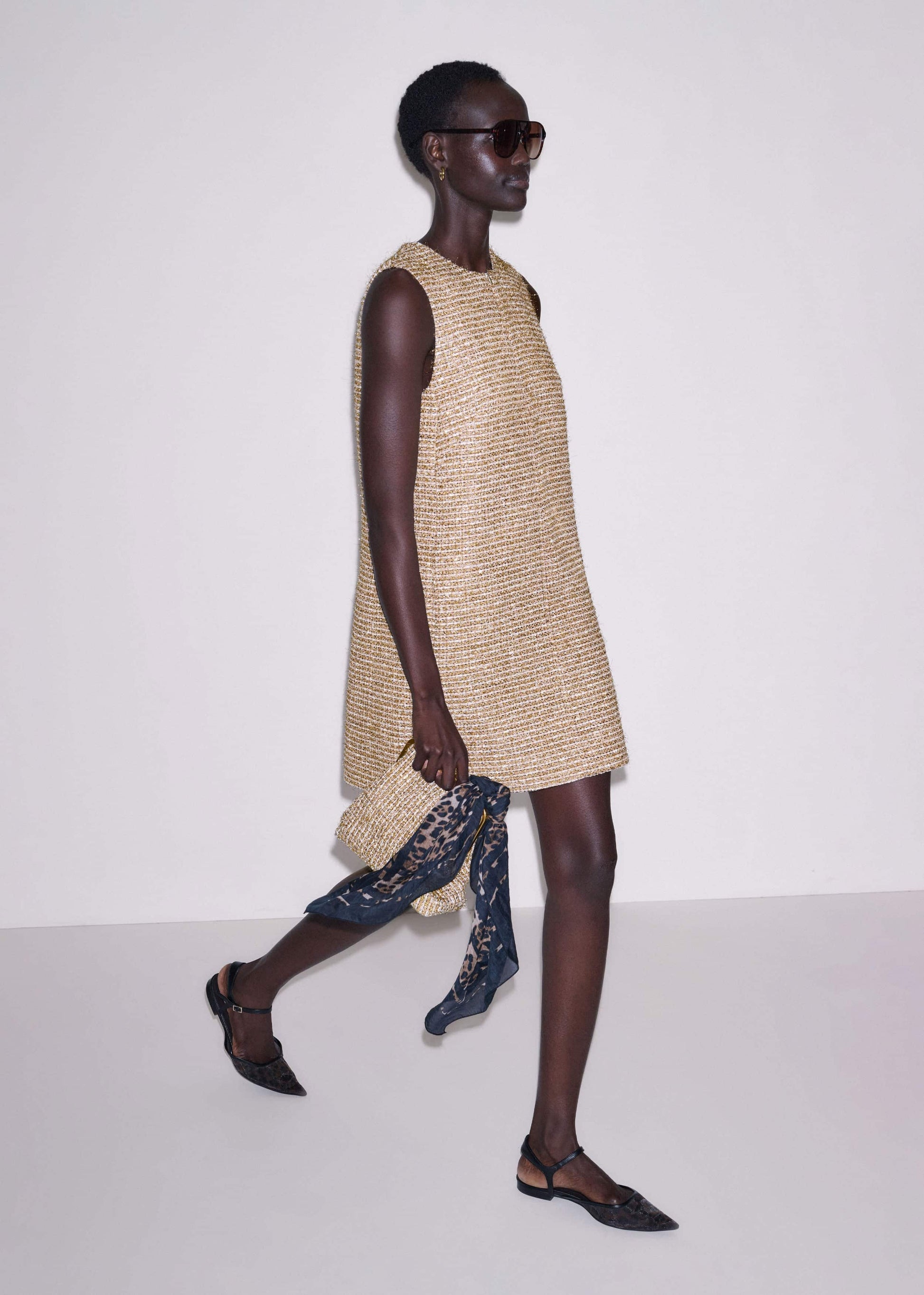 ME and EM Clothing Gold Metallic Mini Dress