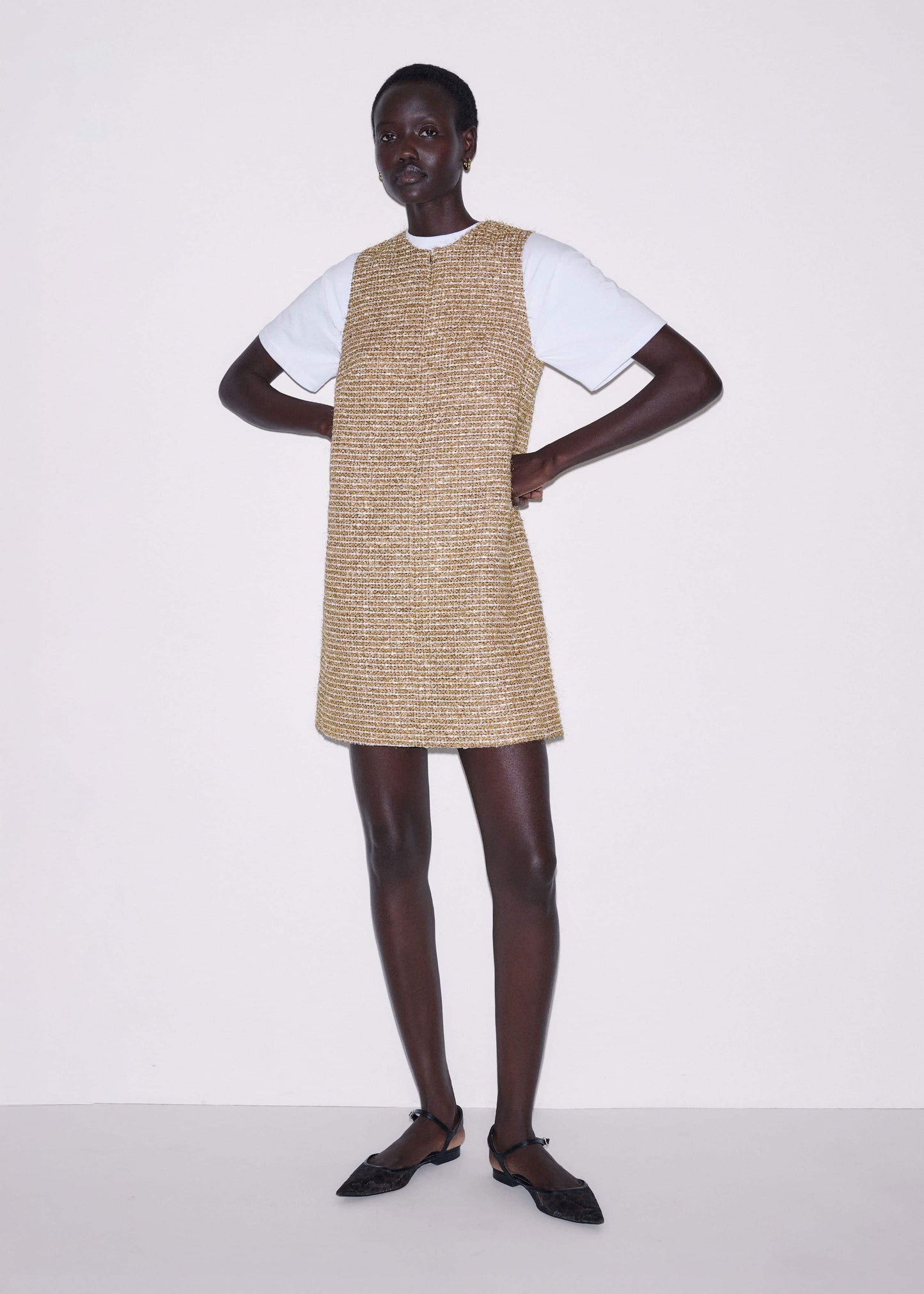 ME and EM Clothing Gold Metallic Mini Dress