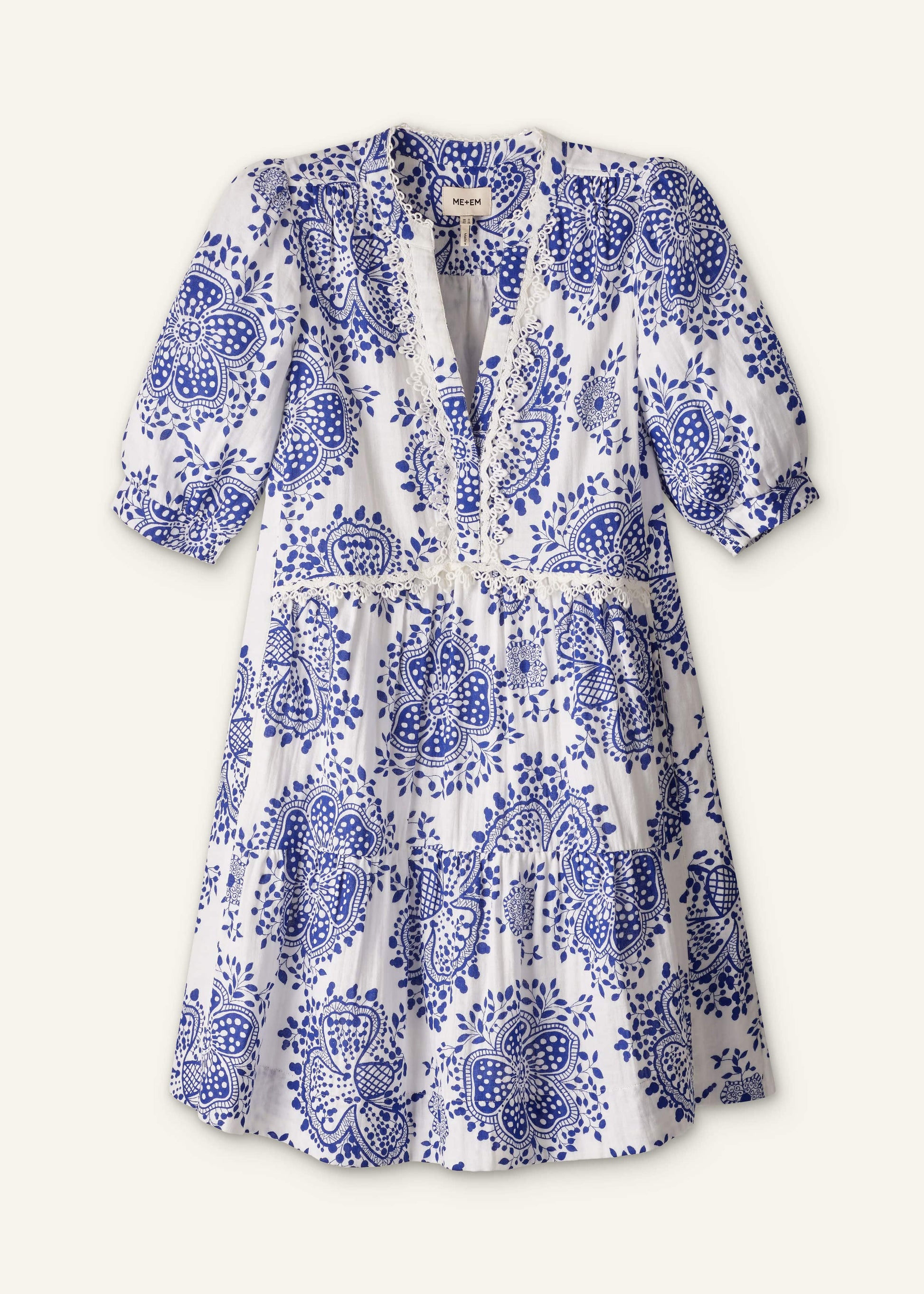 ME and EM Clothing White Cheesecloth Short Swing Dress