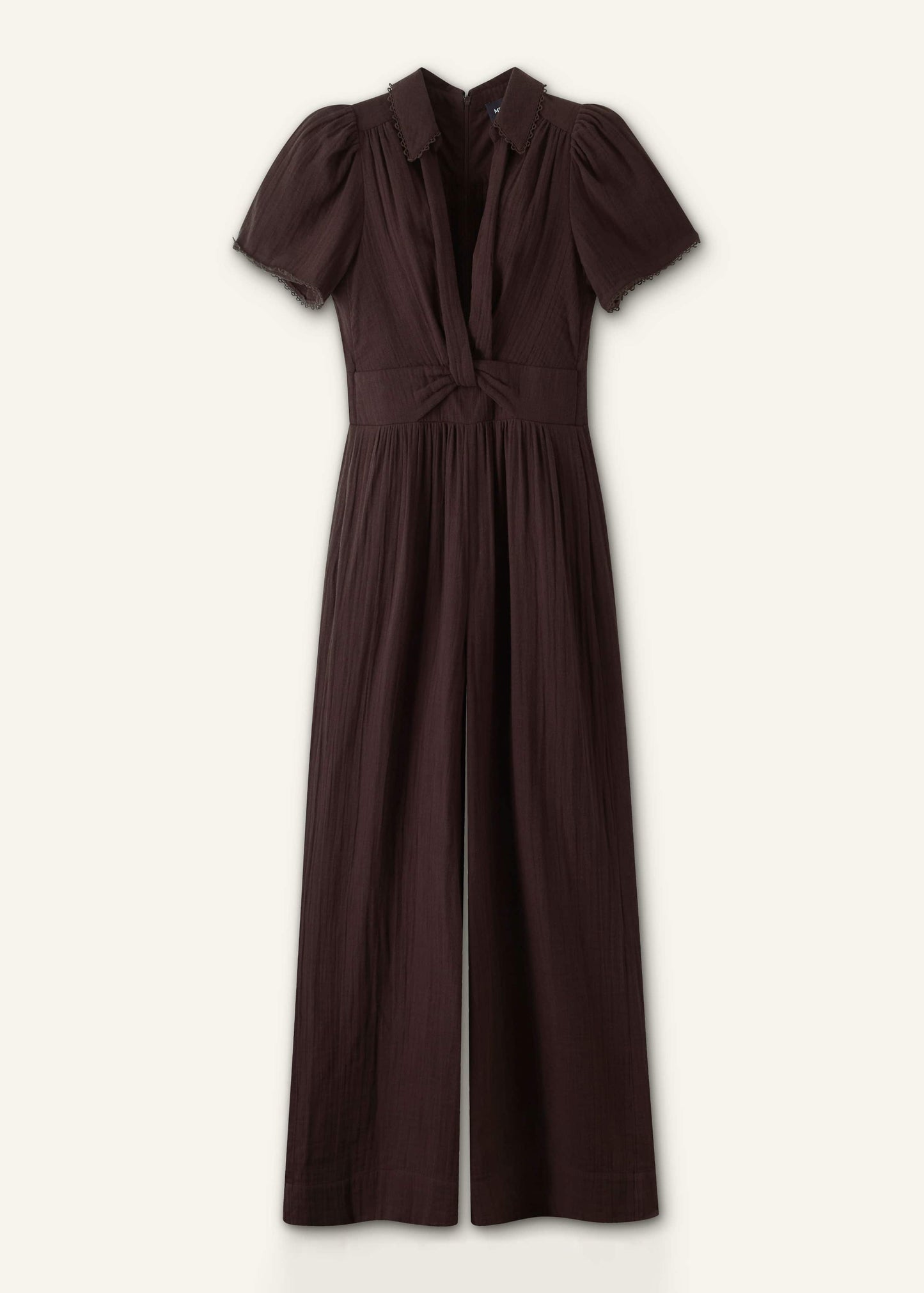 ME and EM Clothing Brown Twisted Front Cheesecloth Jumpsuit
