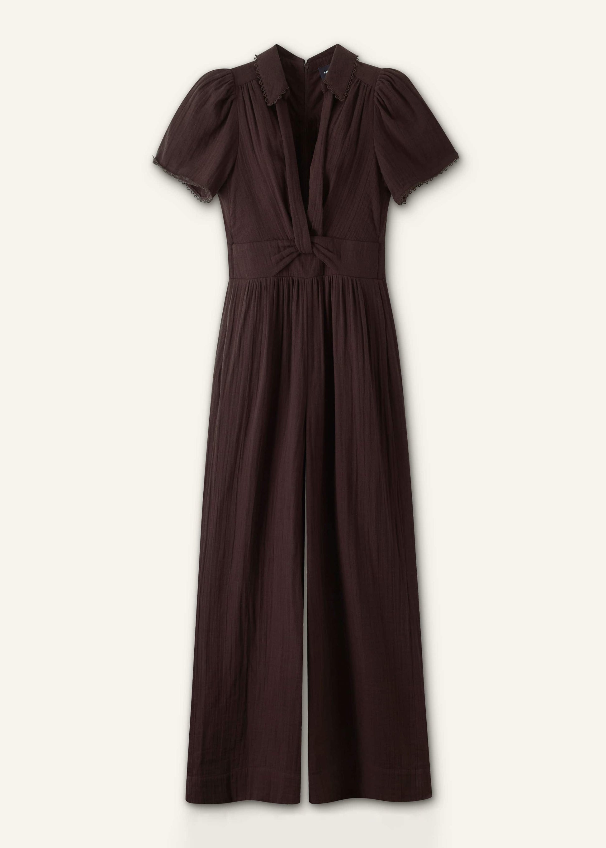 ME and EM Clothing Brown Twisted Front Cheesecloth Jumpsuit
