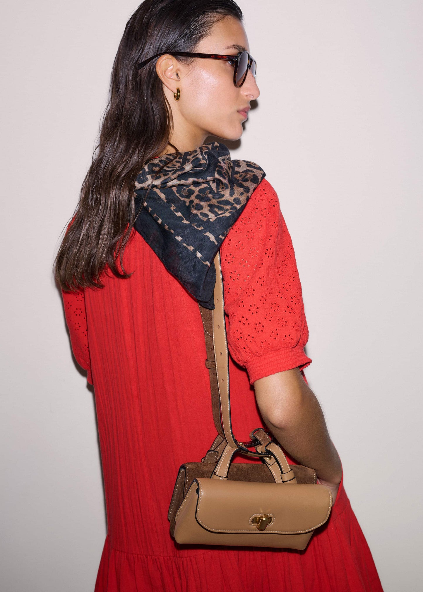 ME and EM Clothing Red Embroidered Cheesecloth Short Dress