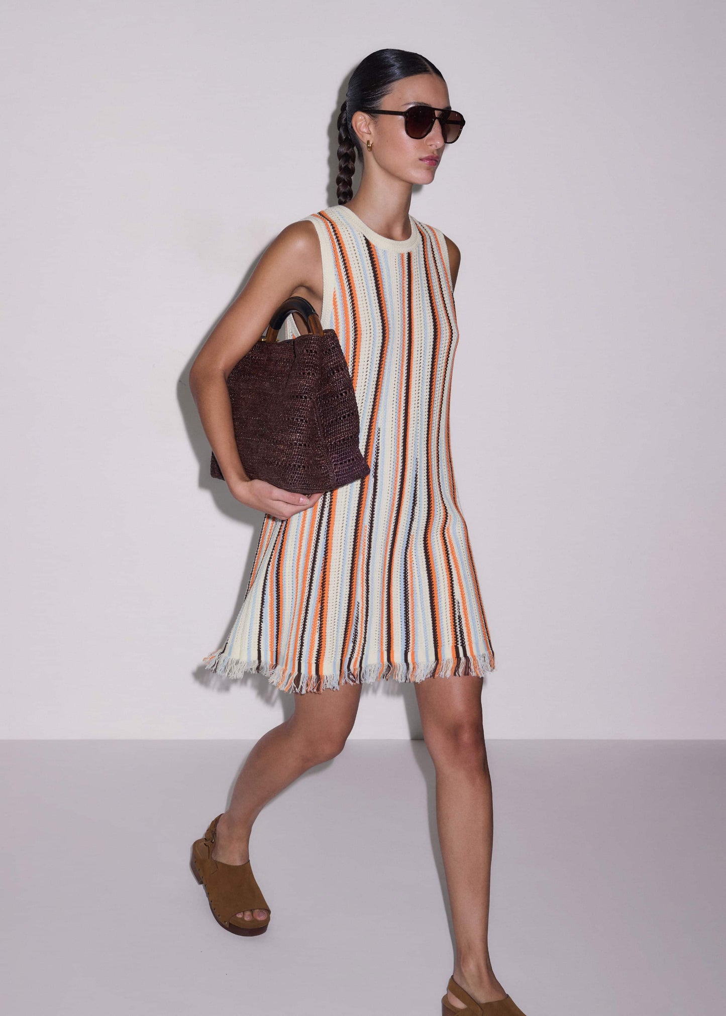 ME and EM Clothing Cream Textured Knit Mini Dress