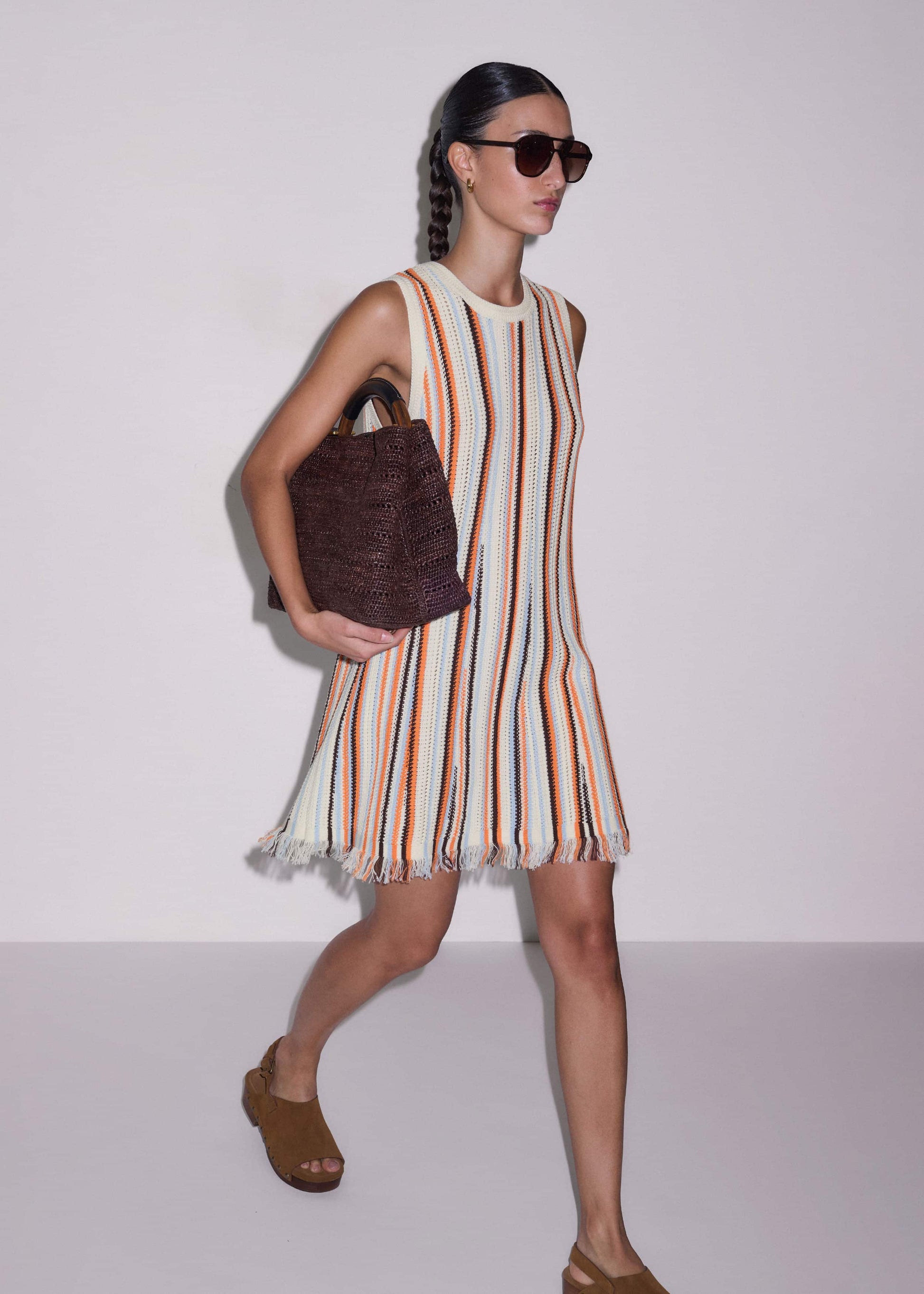 ME and EM Clothing Cream Textured Knit Mini Dress