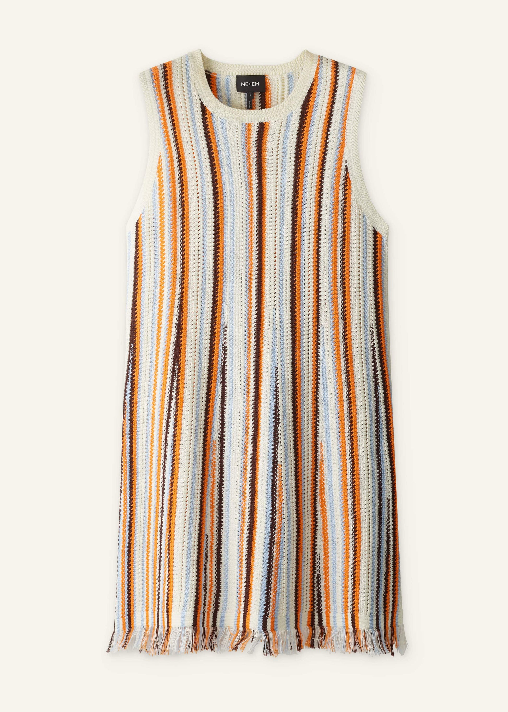 ME and EM Clothing Cream Textured Knit Mini Dress