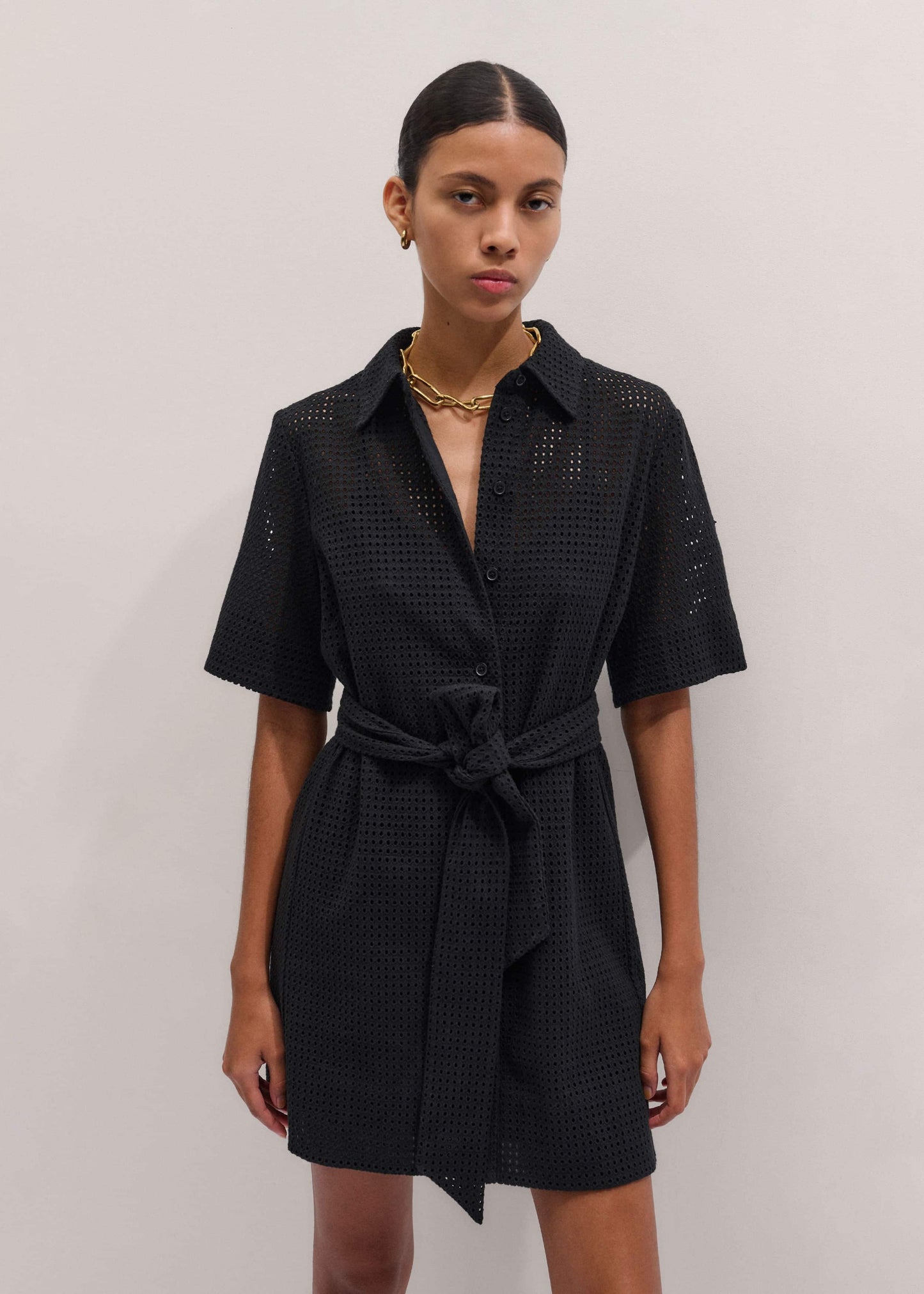 ME and EM Clothing Black Broderie Anglaise Short Dress