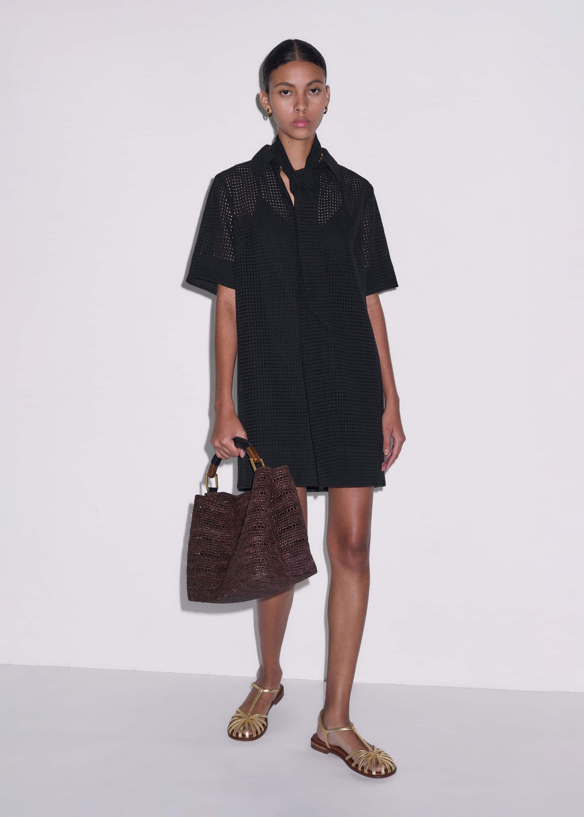 ME and EM Clothing Black Broderie Anglaise Short Dress