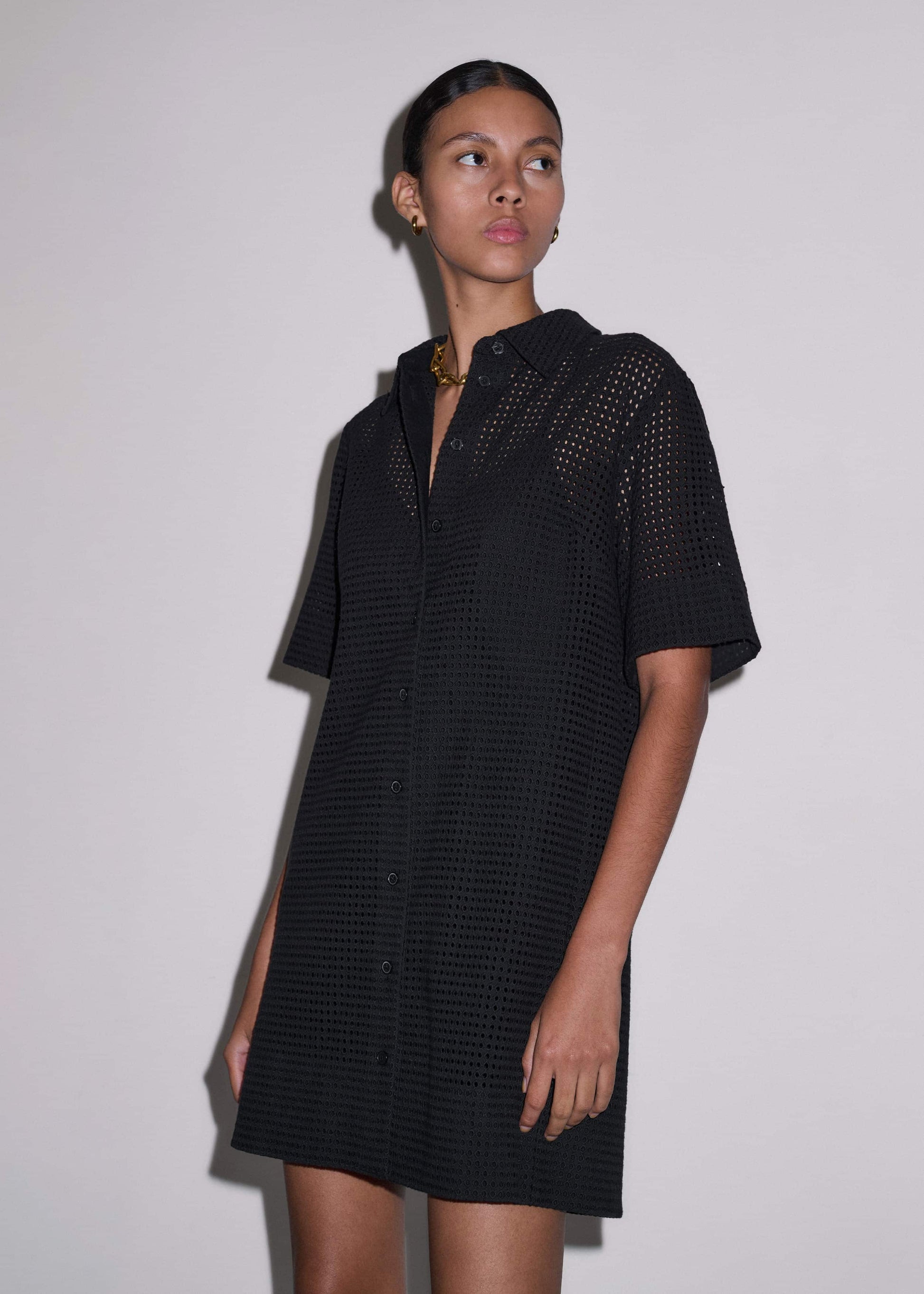 ME and EM Clothing Black Broderie Anglaise Short Dress