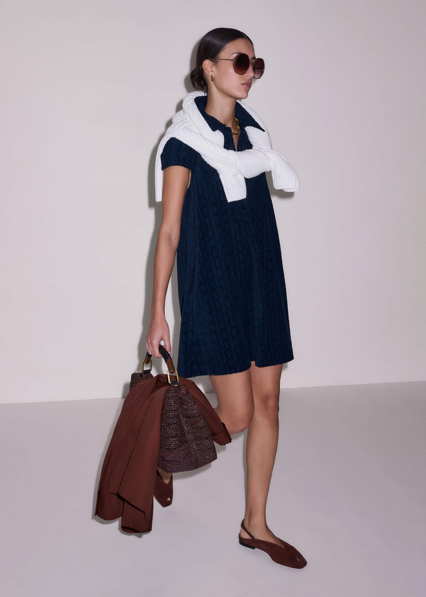 ME and EM Clothing Navy Mini Swing Dress