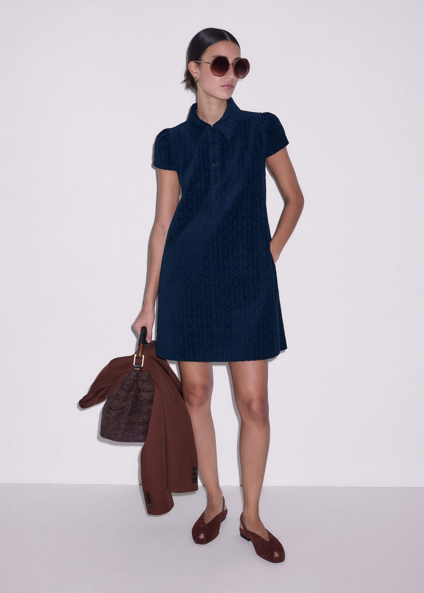 ME and EM Clothing Navy Mini Swing Dress