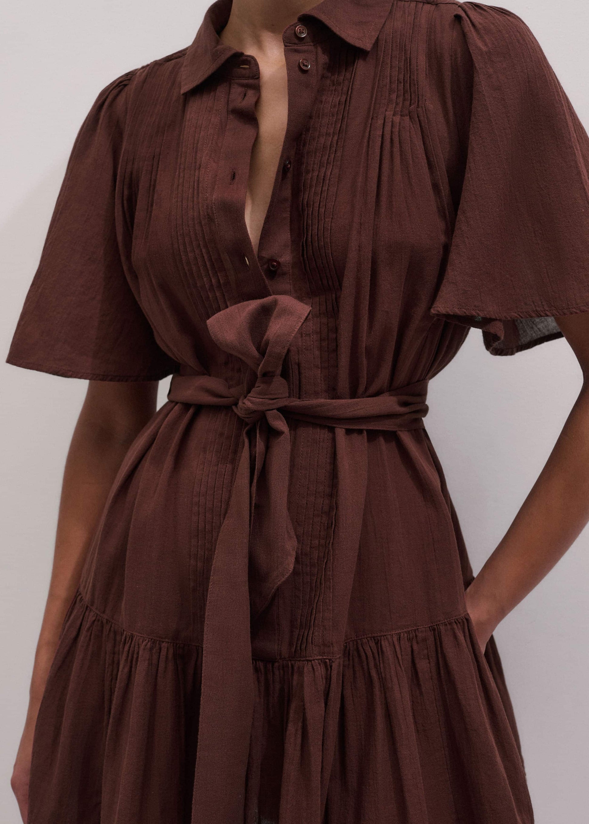 ME and EM Clothing Cinnamon Brown Mini Swing Dress