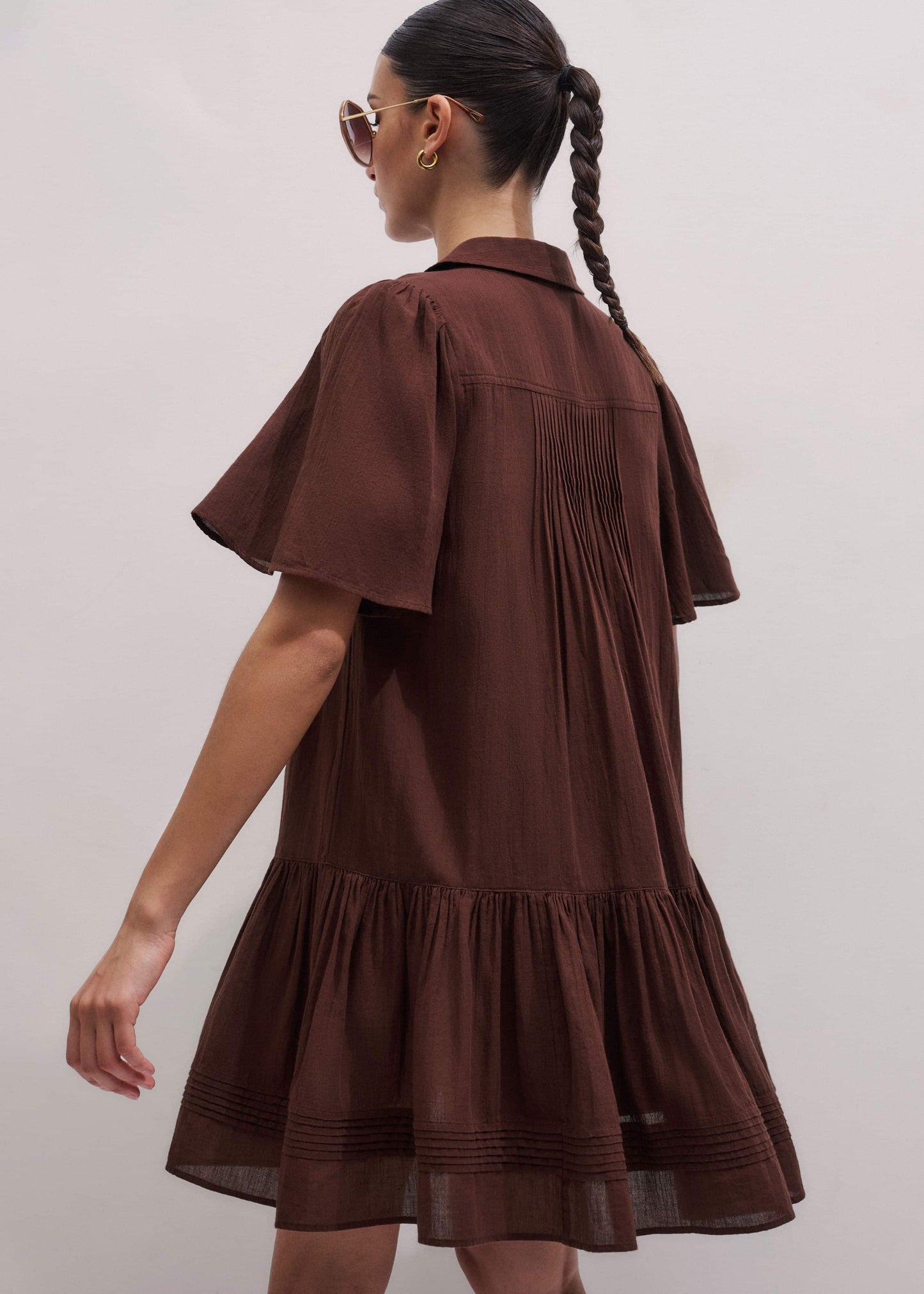 ME and EM Clothing Cinnamon Brown Mini Swing Dress