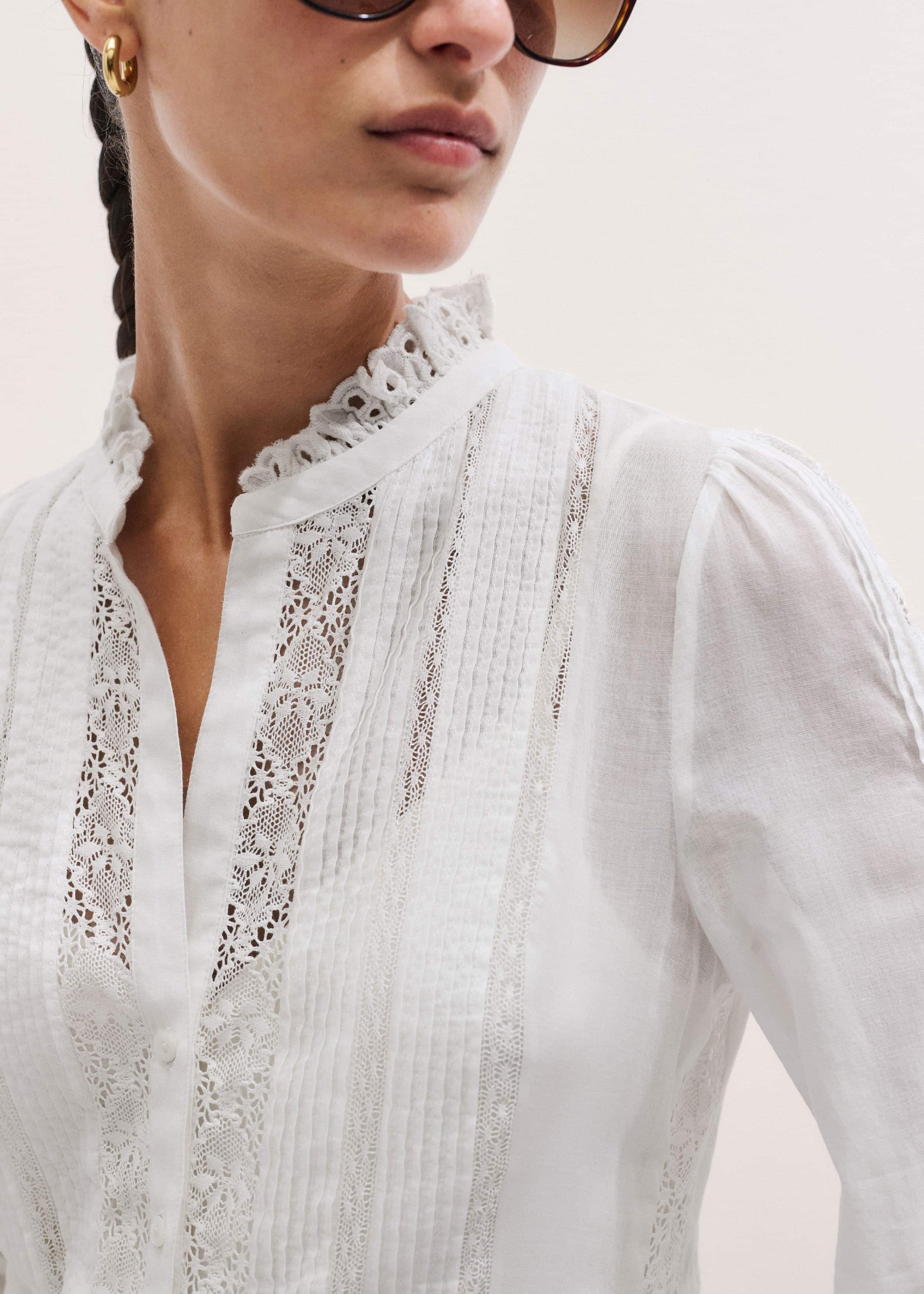 ME and EM Clothing White Lace Trim Short Dress