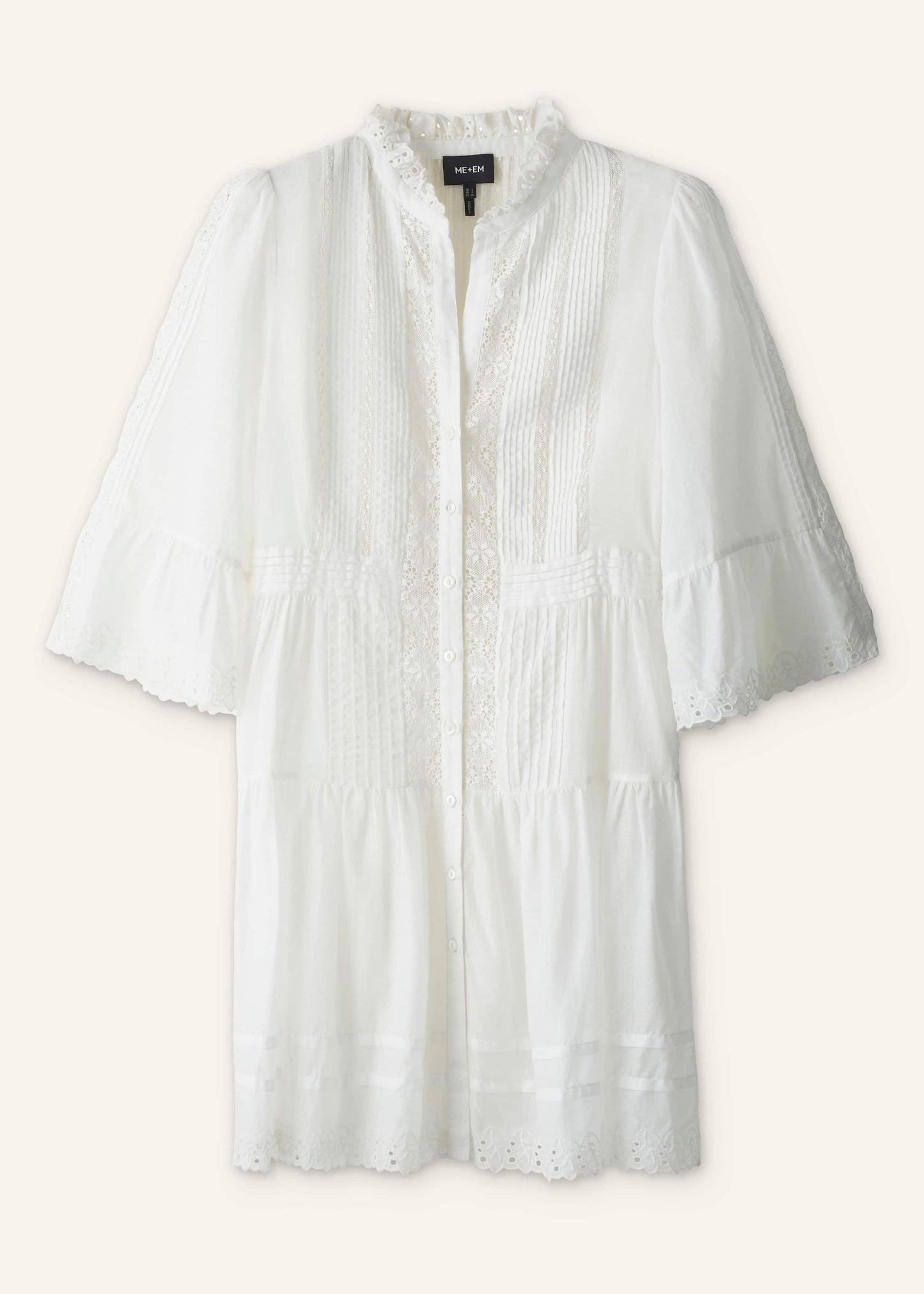 ME and EM Clothing White Lace Trim Short Dress