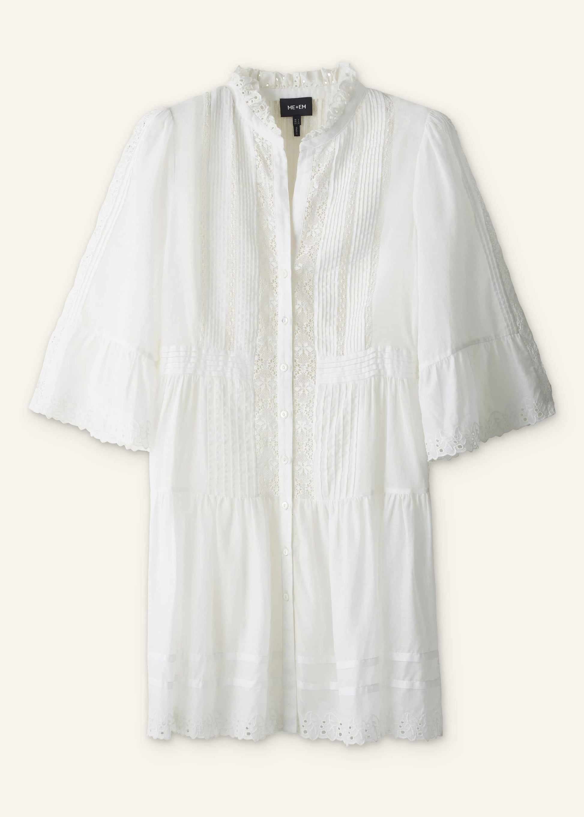 ME and EM Clothing White Lace Trim Short Dress
