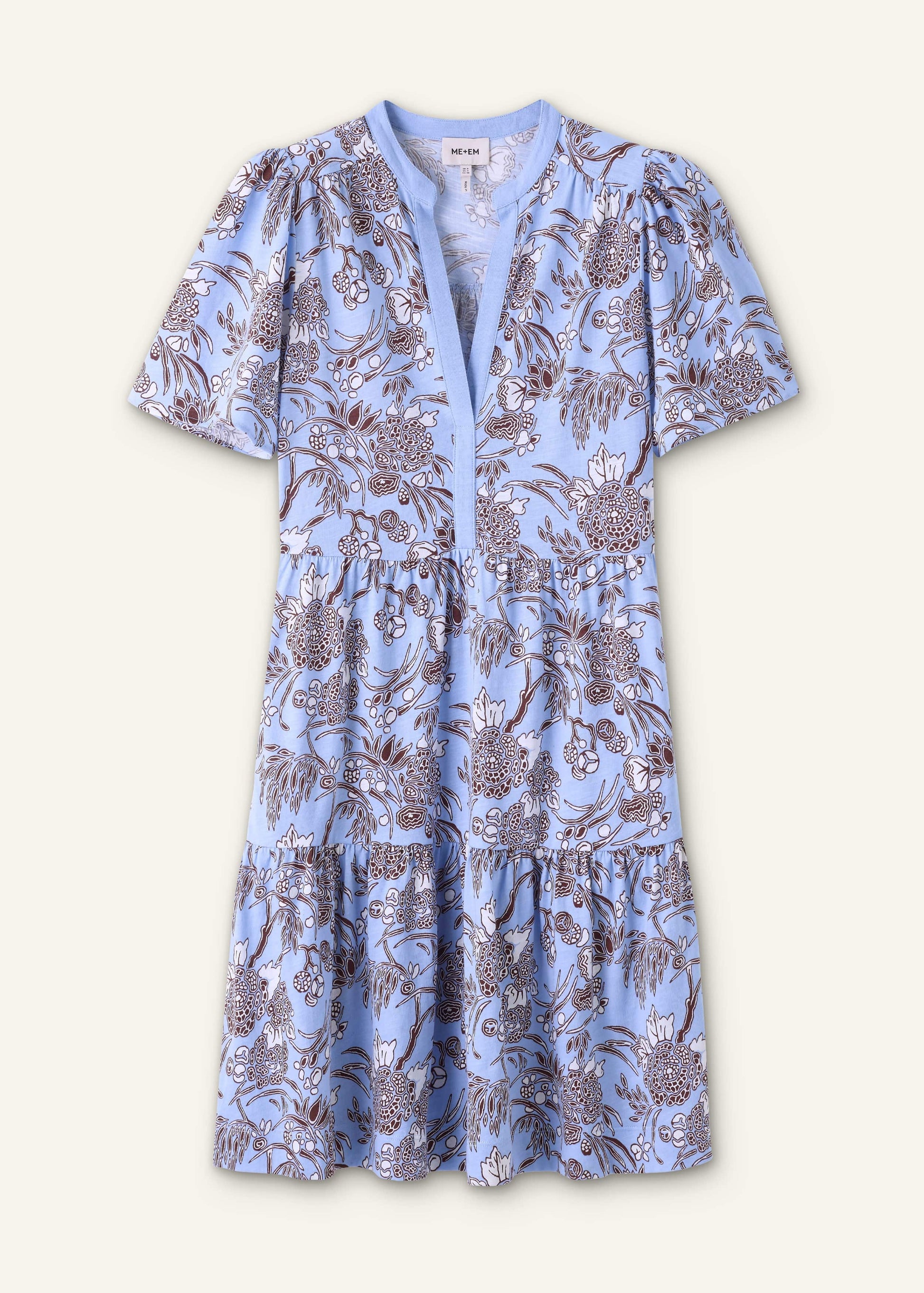 ME and EM Clothing Blue Printed Tiered Short Dress