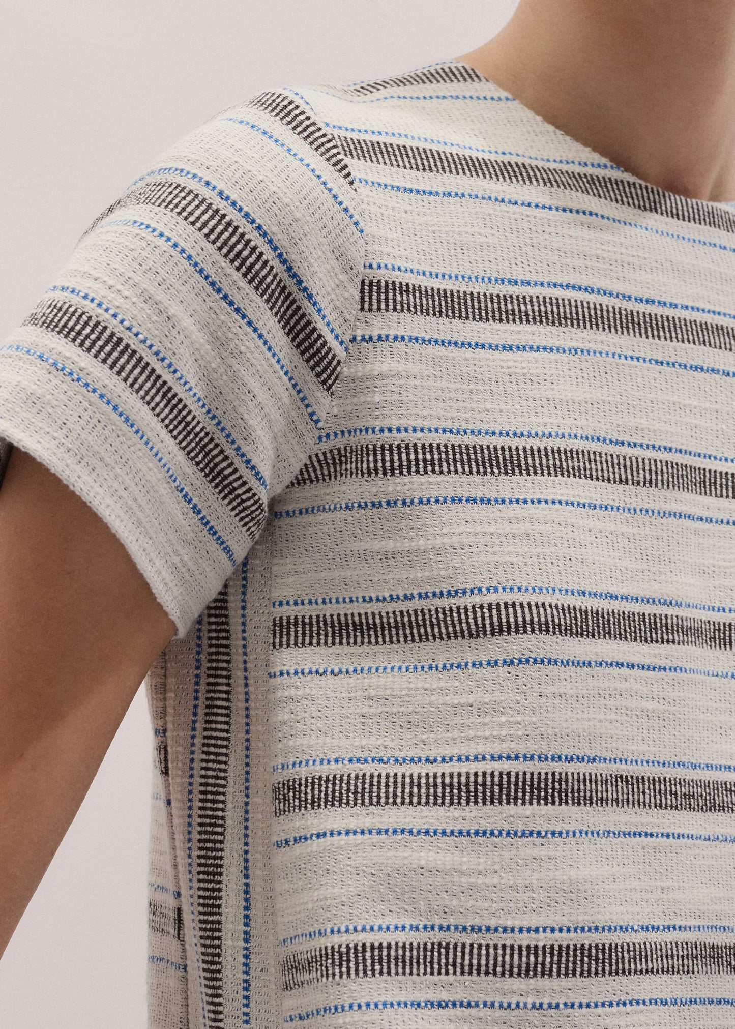 ME and EM Clothing Cream Striped A-Line Mini Dress