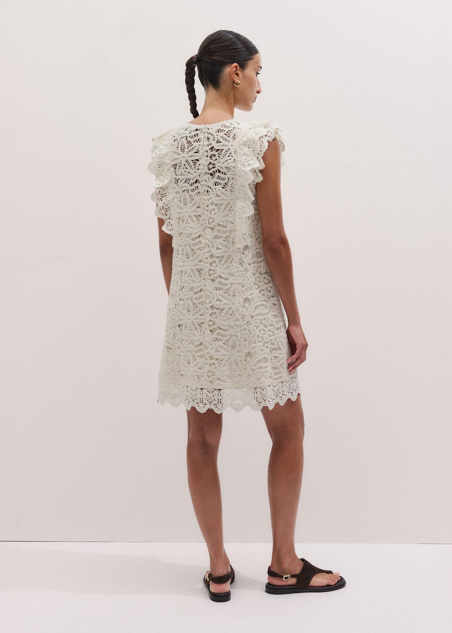 ME and EM Clothing Cream Lace Layer Mini Dress