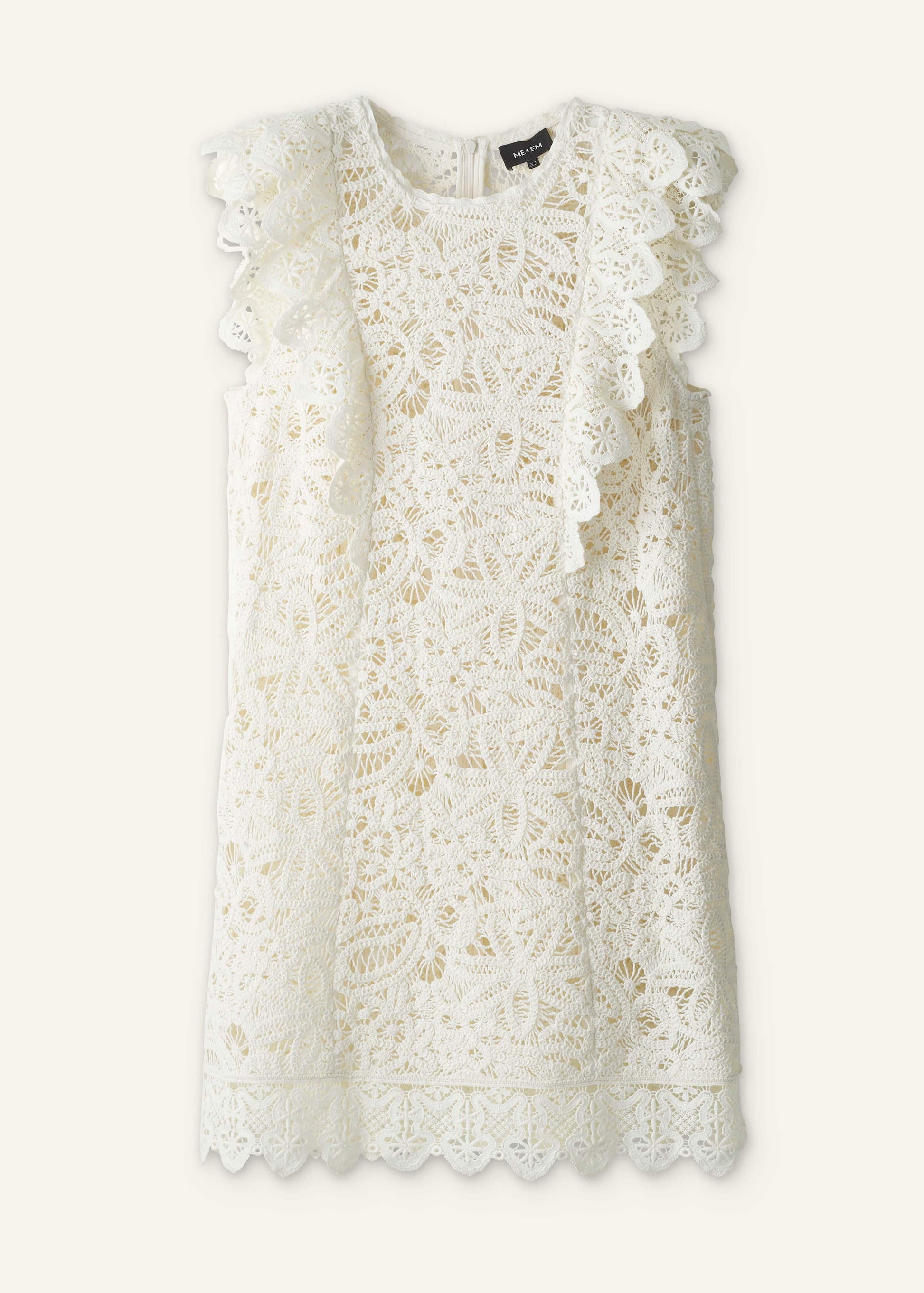ME and EM Clothing Cream Lace Layer Mini Dress
