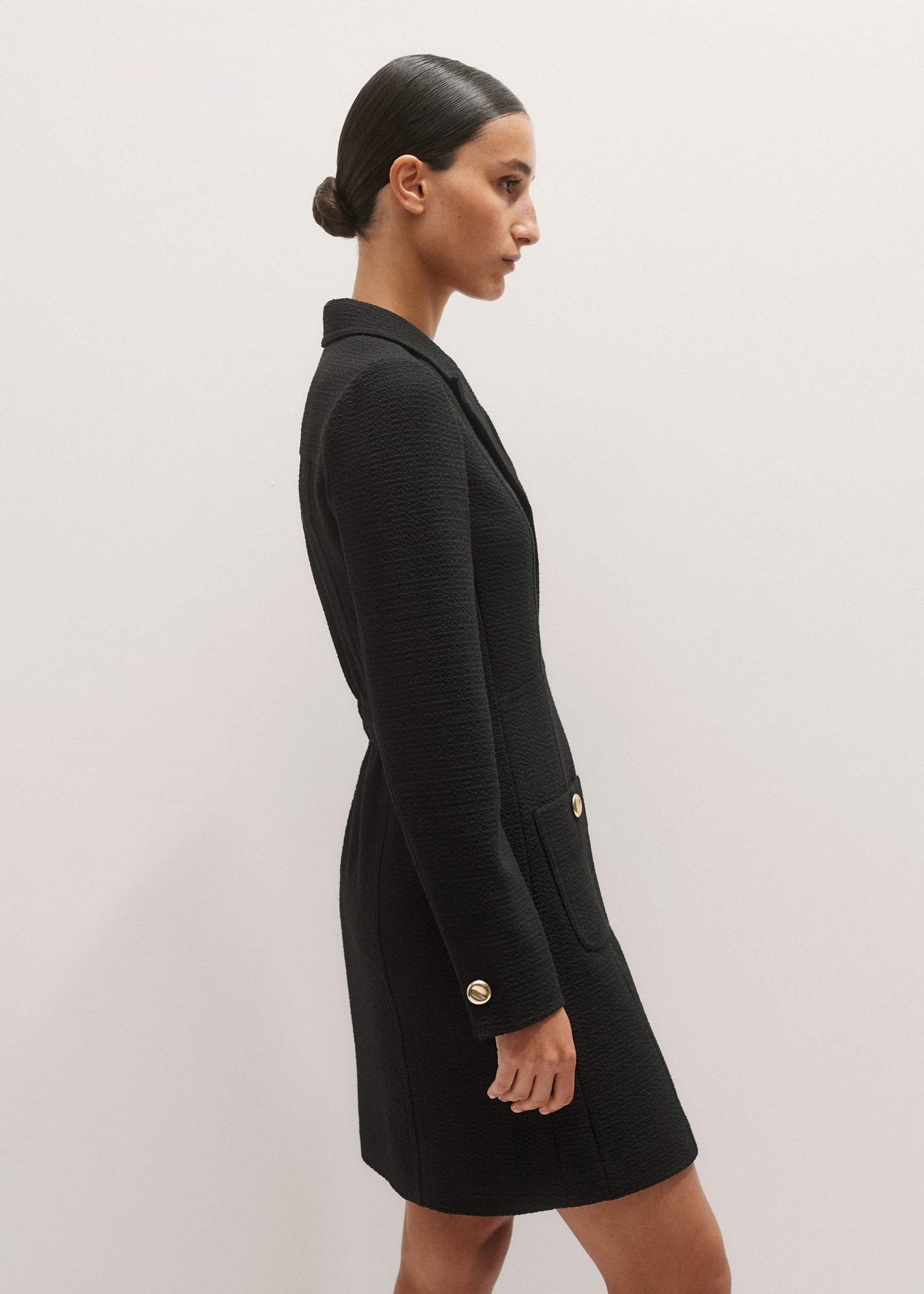 ME and EM Clothing Black Day-To-Evening Textured Mini Dress