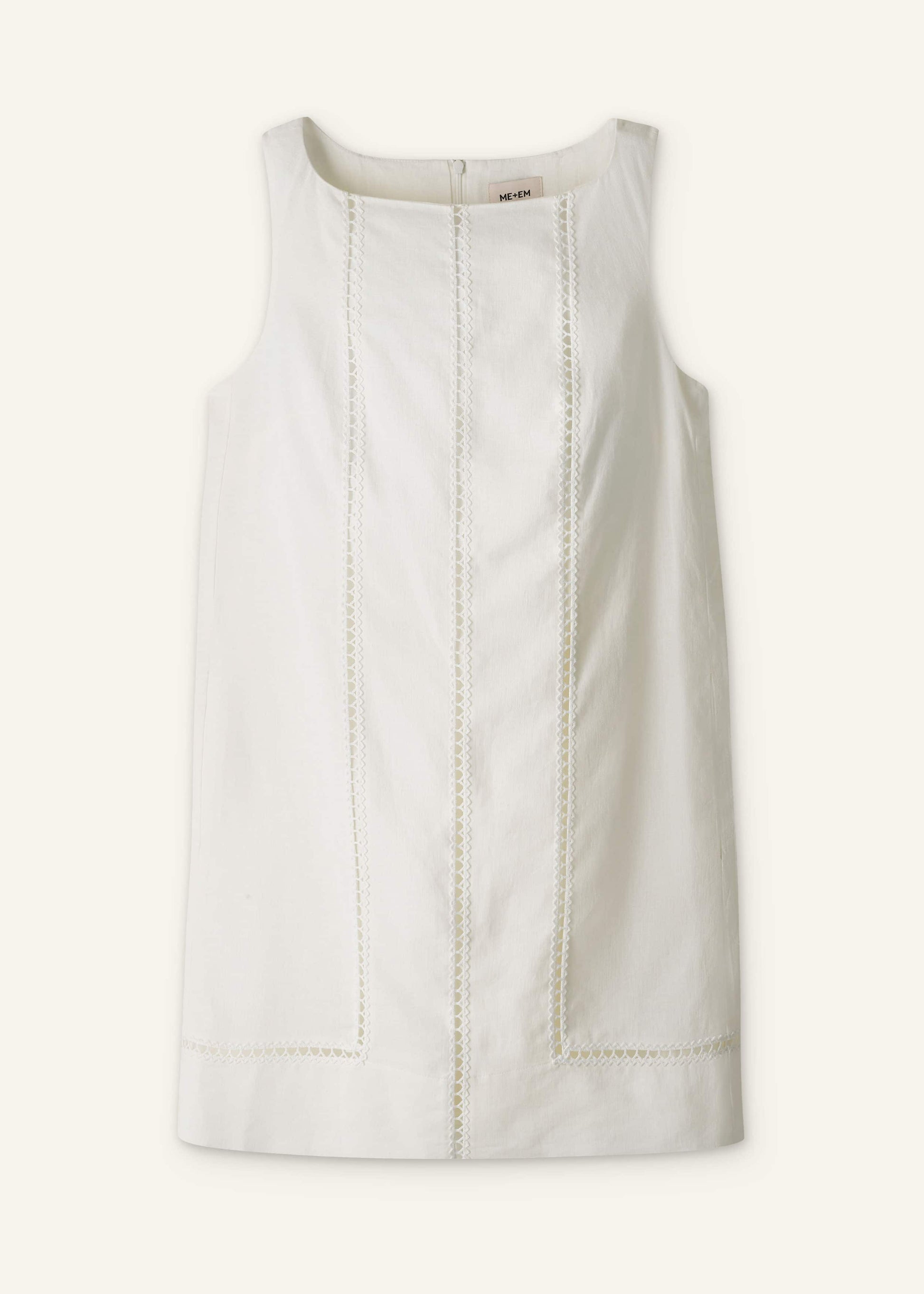 ME and EM Clothing White Crease-Less Linen Embroidered Midi Dress